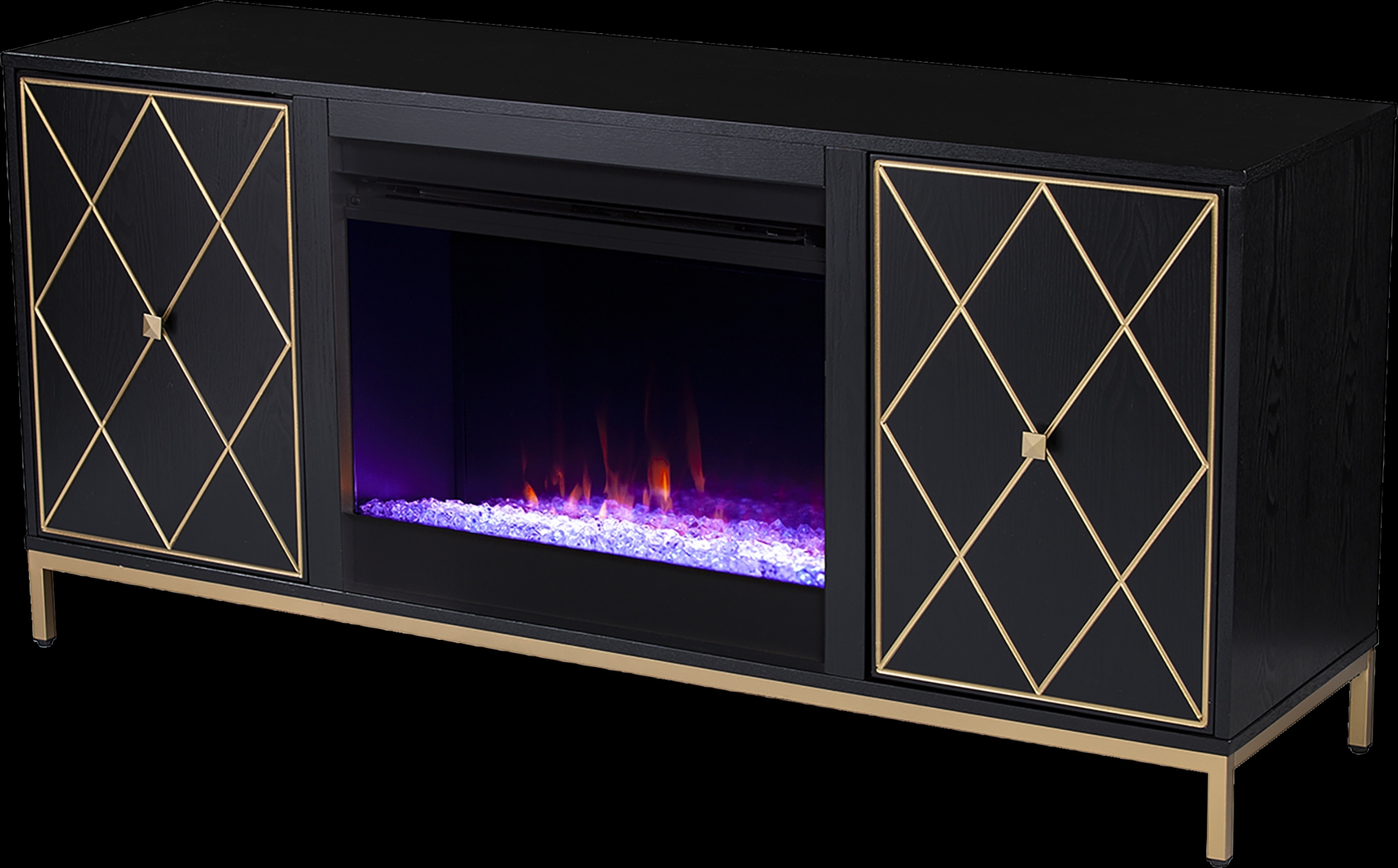 Tattershal I Black 58 in. Console, With Color Changing Electric Fireplace - Thumbnail - Image 1