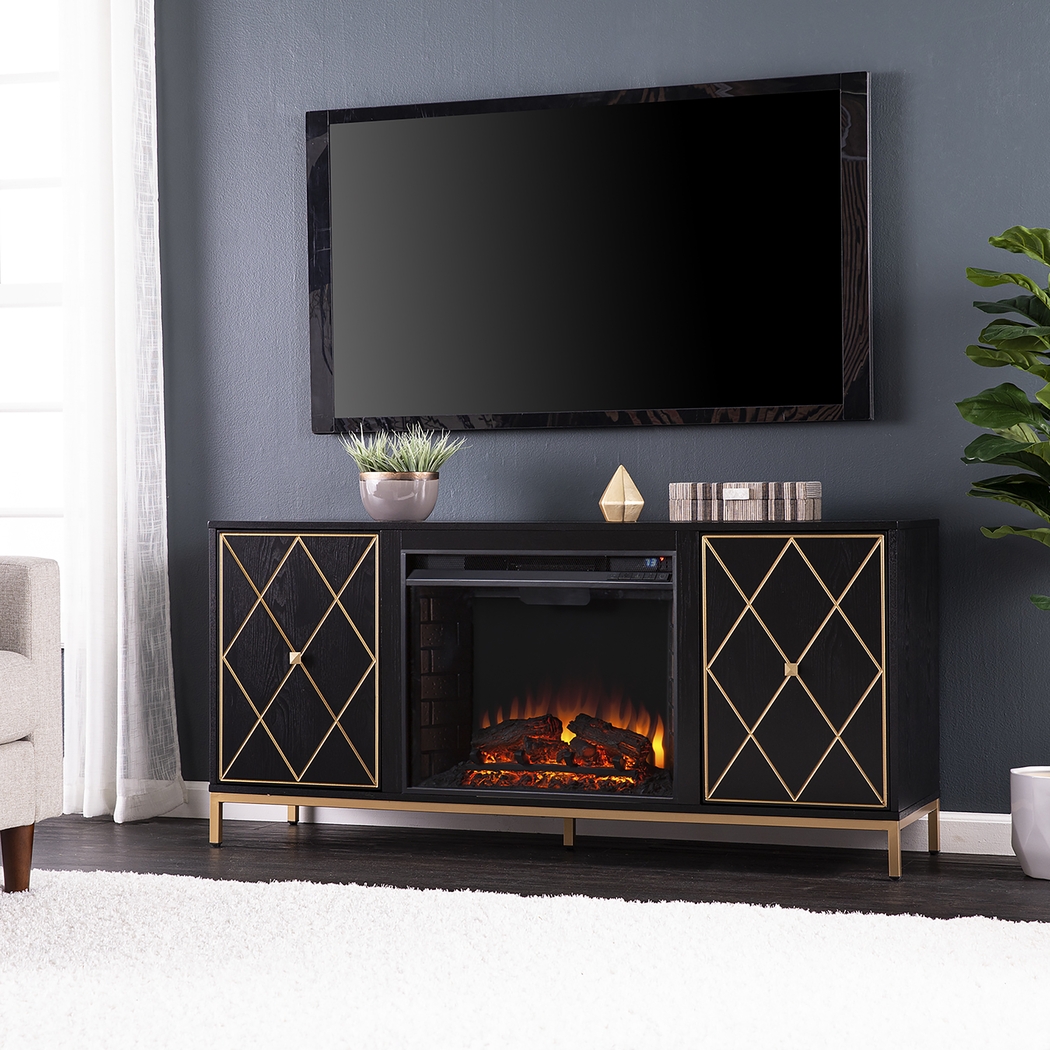 Tattershal II Black 58 in. Console, With Electric Fireplace - Thumbnail - Image 2