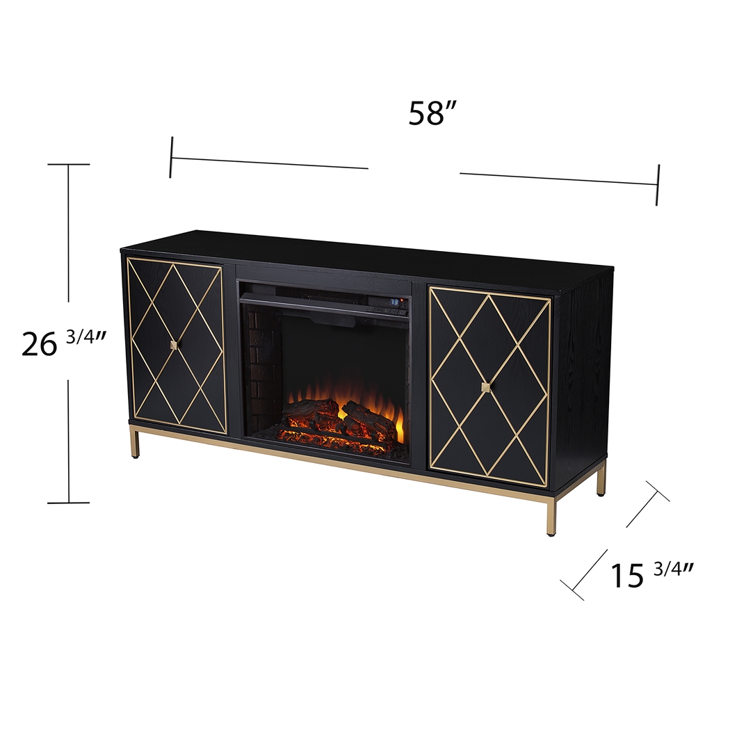 Tattershal II Black 58 in. Console, With Electric Fireplace - Thumbnail - Image 3