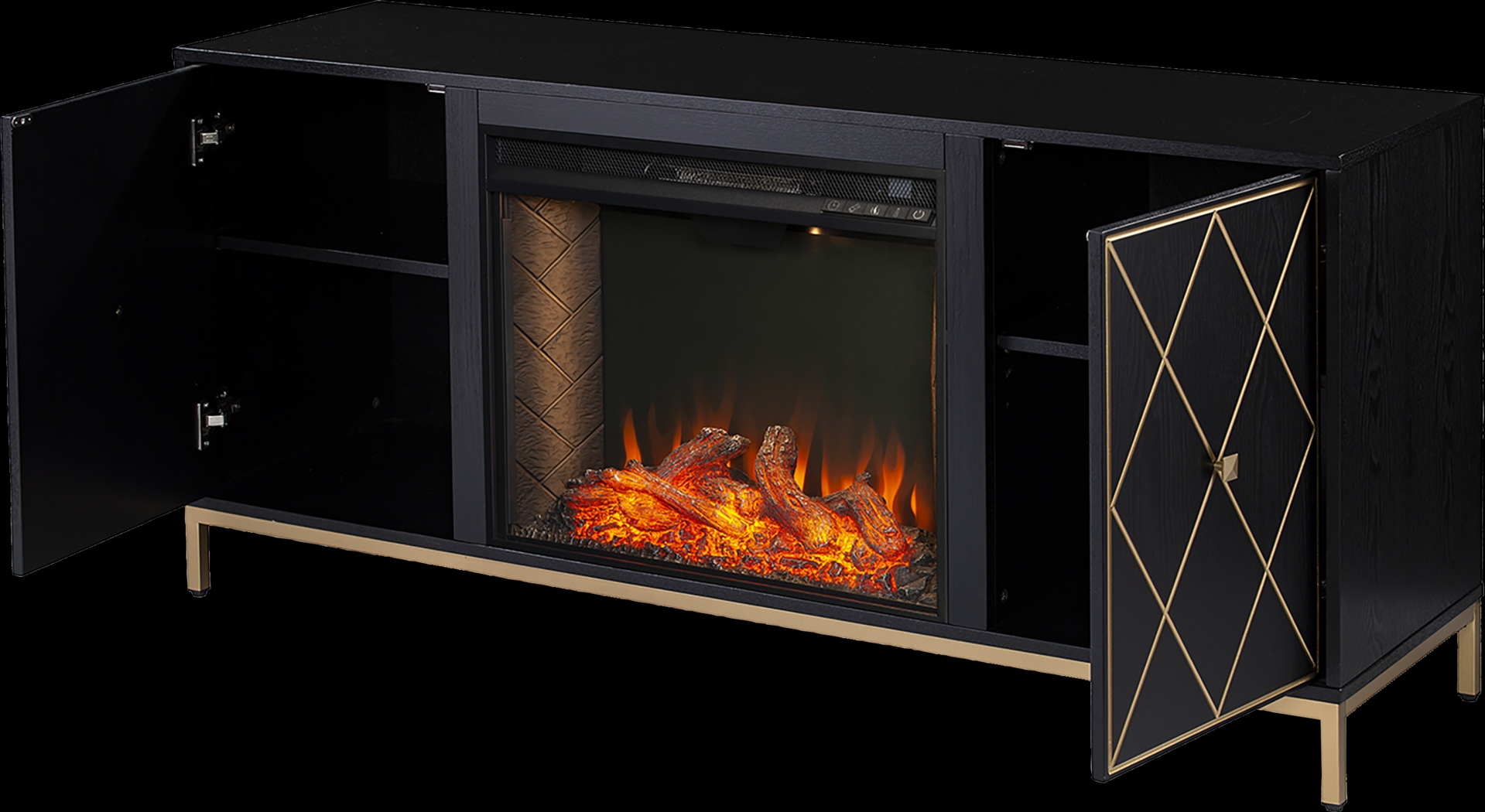 Tattershal III Black 58 in. Console, With Smart Electric Fireplace - Thumbnail - Image 4