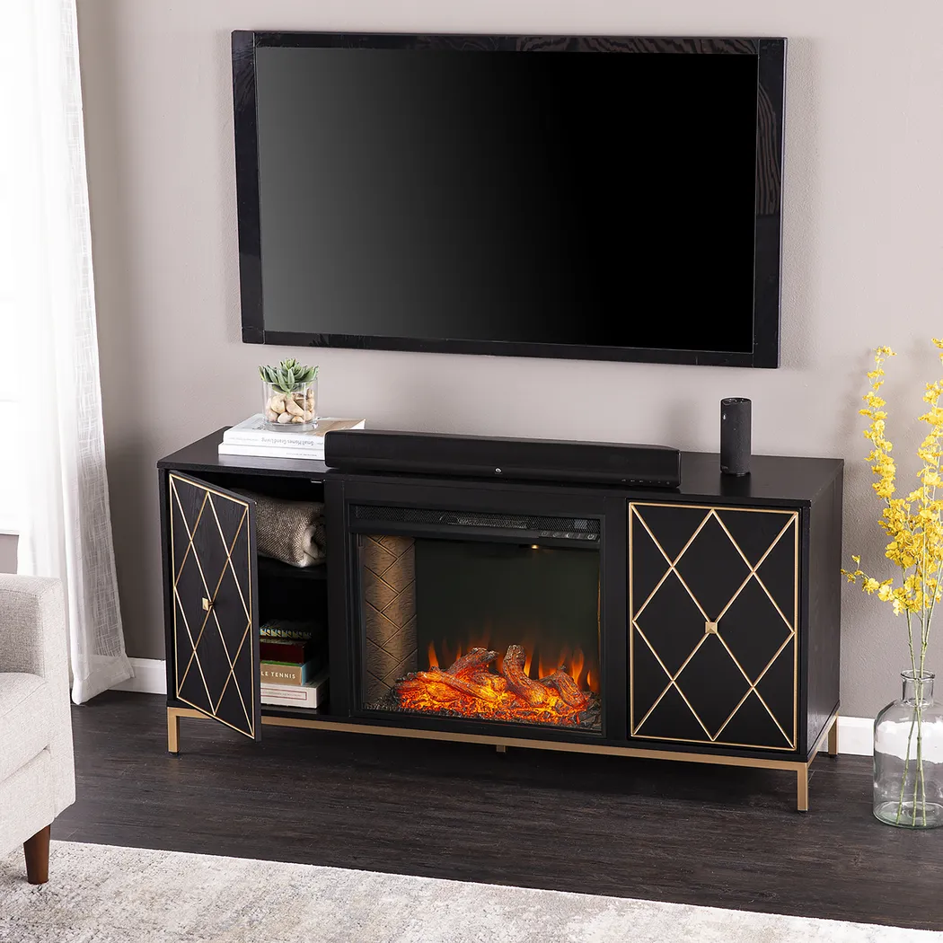 Tattershal III Black 58 in. Console, With Smart Electric Fireplace - Image 10
