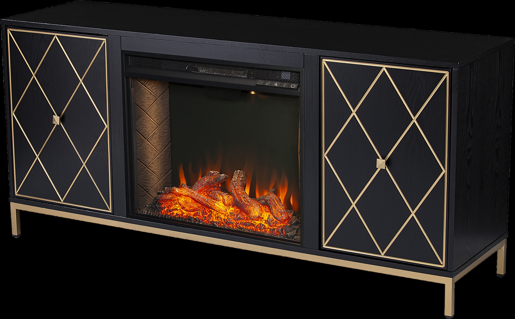 Tattershal III Black 58 in. Console, With Smart Electric Fireplace - Thumbnail - Image 1