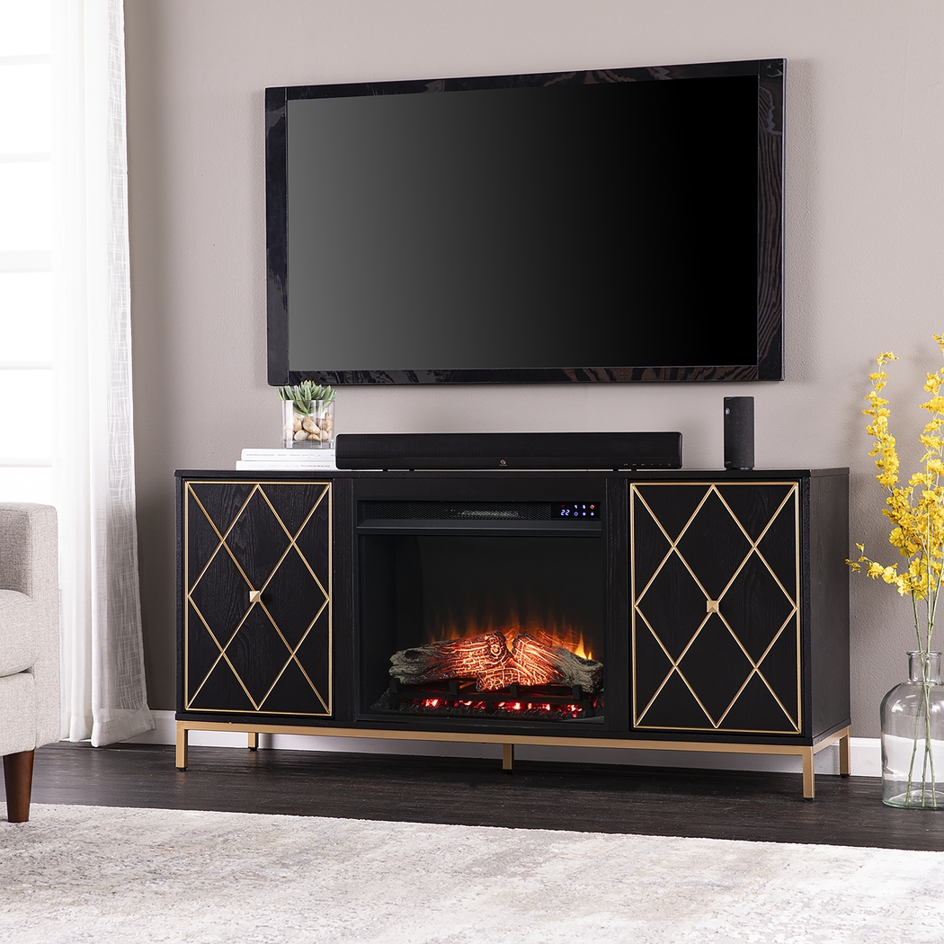 Tattershal IV Black 58 in. Console, With Touch Panel Electric Fireplace - Thumbnail - Image 2