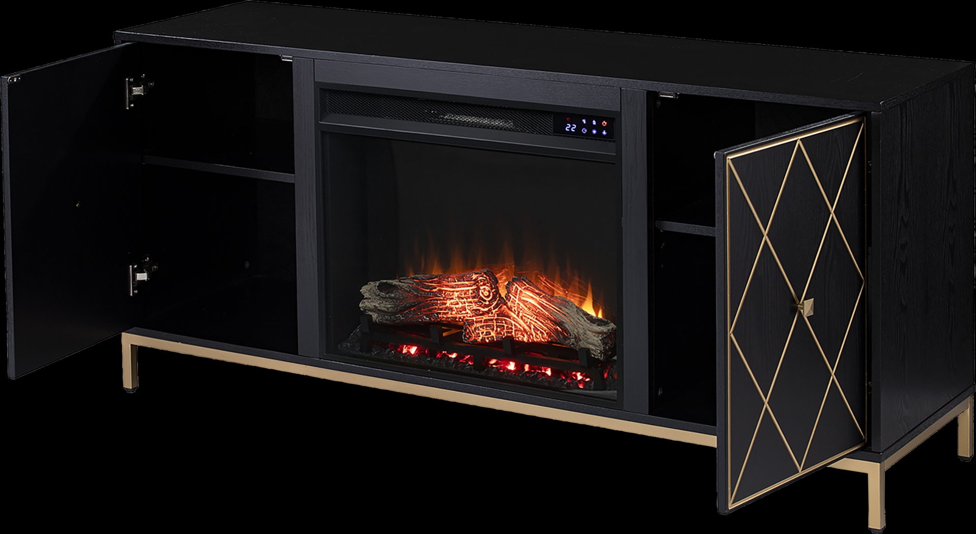 Tattershal IV Black 58 in. Console, With Touch Panel Electric Fireplace - Thumbnail - Image 4