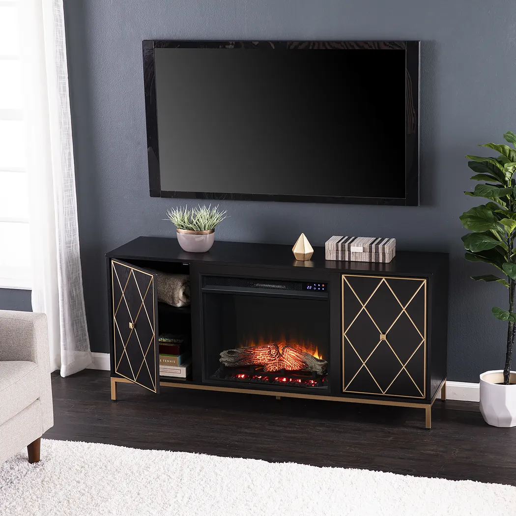 Tattershal IV Black 58 in. Console, With Touch Panel Electric Fireplace - Image 10
