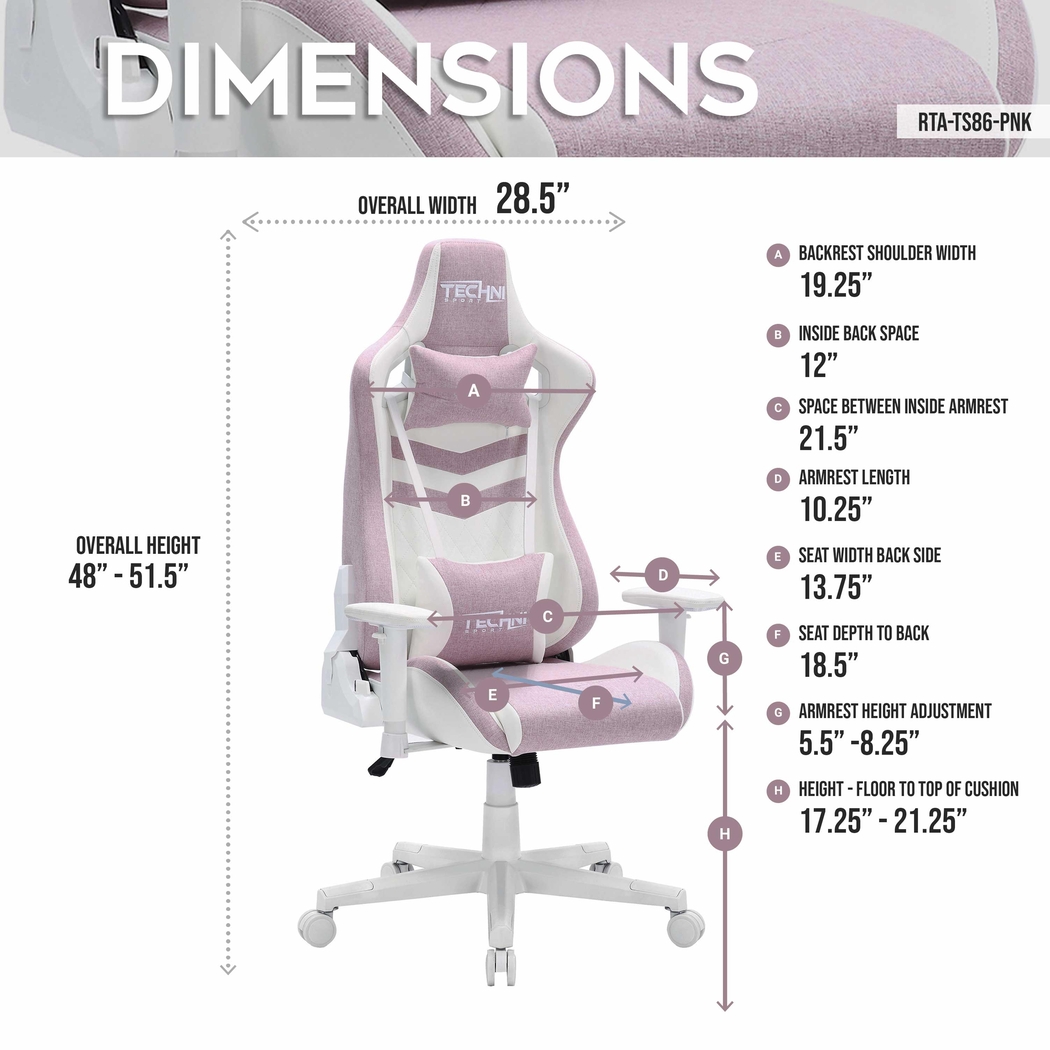 Taveyi Pink Gaming Chair - Thumbnail - Image 4