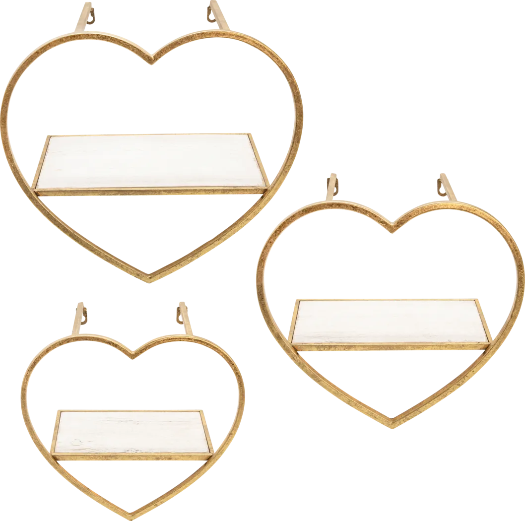 Teeside Gold Wall Shelf, Set of 3 - Thumbnail - Image 1