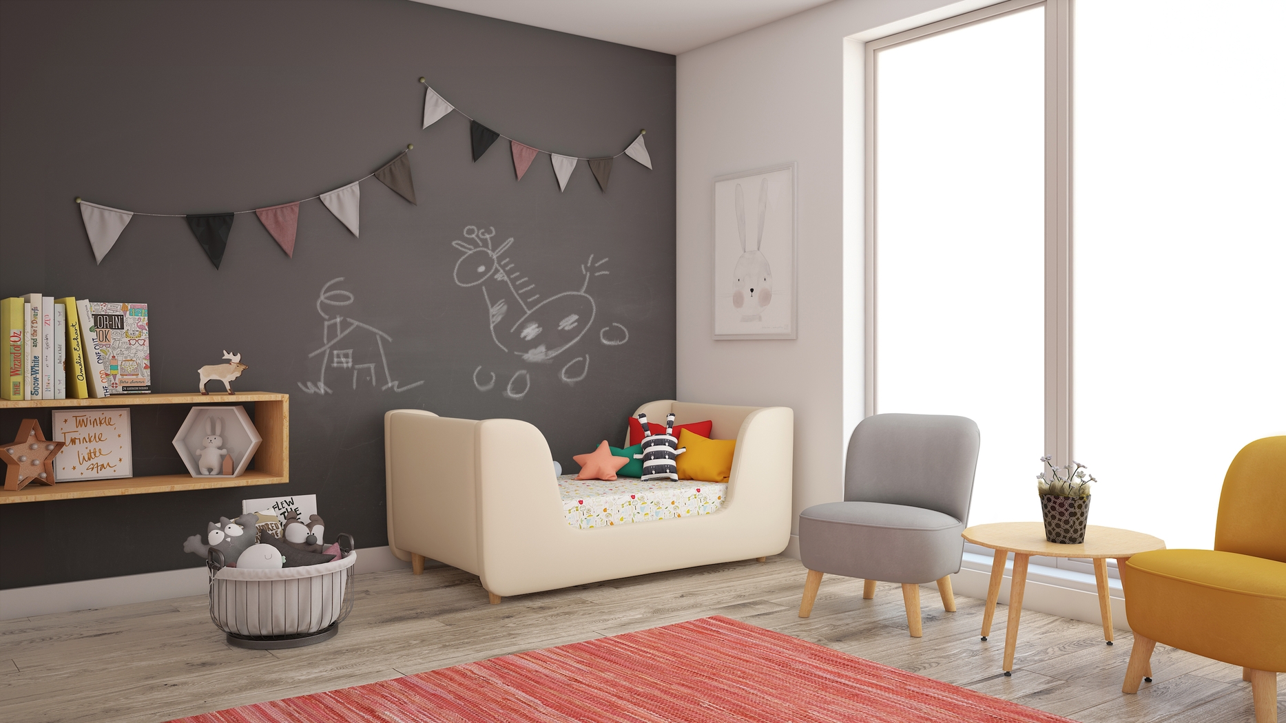 Tegen Almond Upholstered Toddler Bed - Thumbnail - Image 3