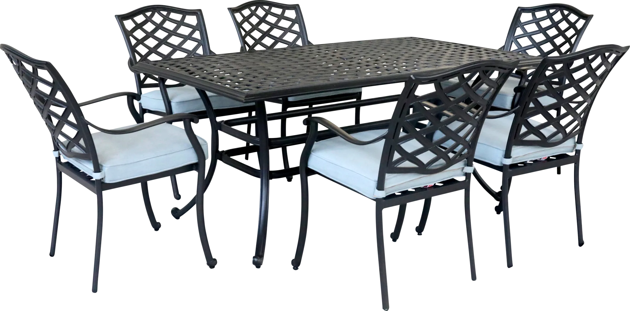 Telese Espresso 7 Pc Outdoor Rectangle Dining Set - Thumbnail - Image 1