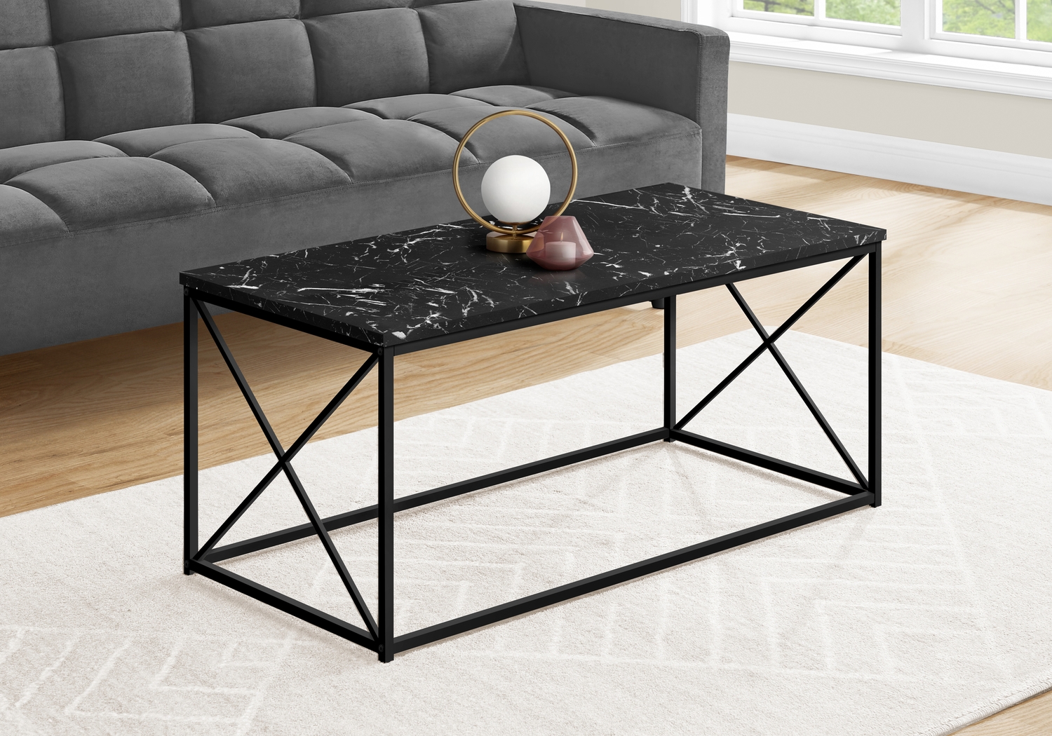 Tellstone Black Marble Cocktail Table - Thumbnail - Image 3