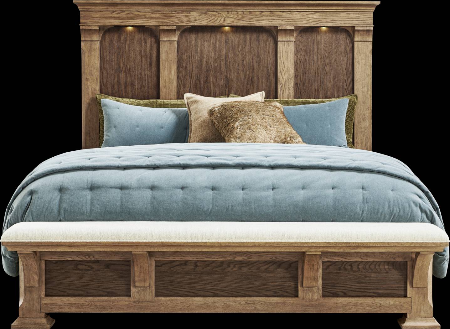 Telluride Brown 5 Pc King Panel Bedroom with Upholstered Bench - Thumbnail - Image 2