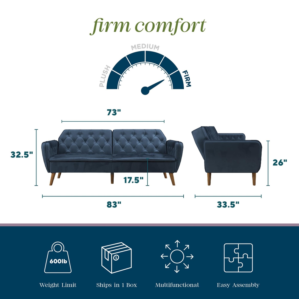 Telora II Blue Futon - Thumbnail - Image 8