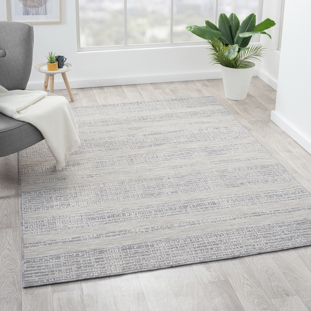 Temisnia Ivory/Blue 5' x 7' Indoor/Outdoor Rug - Thumbnail - Image 3