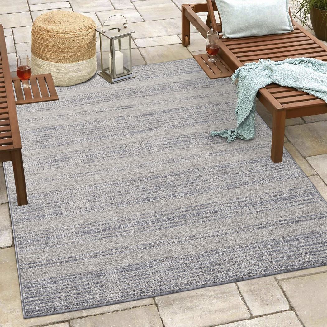 Temisnia Ivory/Blue 7'10 x 8'10 Indoor/Outdoor Rug - Thumbnail - Image 4