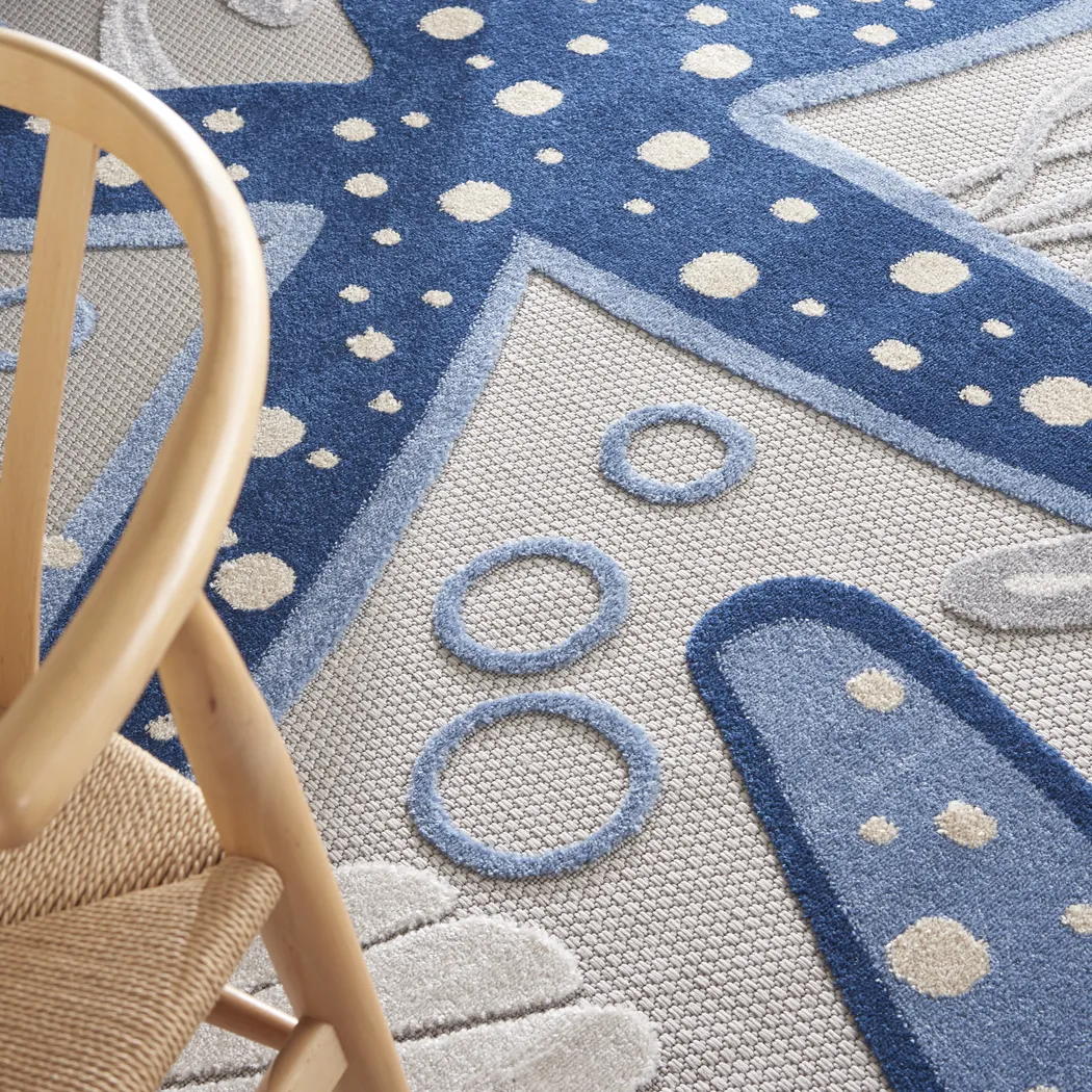 Tempany Blue/Gray 7'10 x 10'6 Indoor/Outdoor Rug - Thumbnail - Image 5