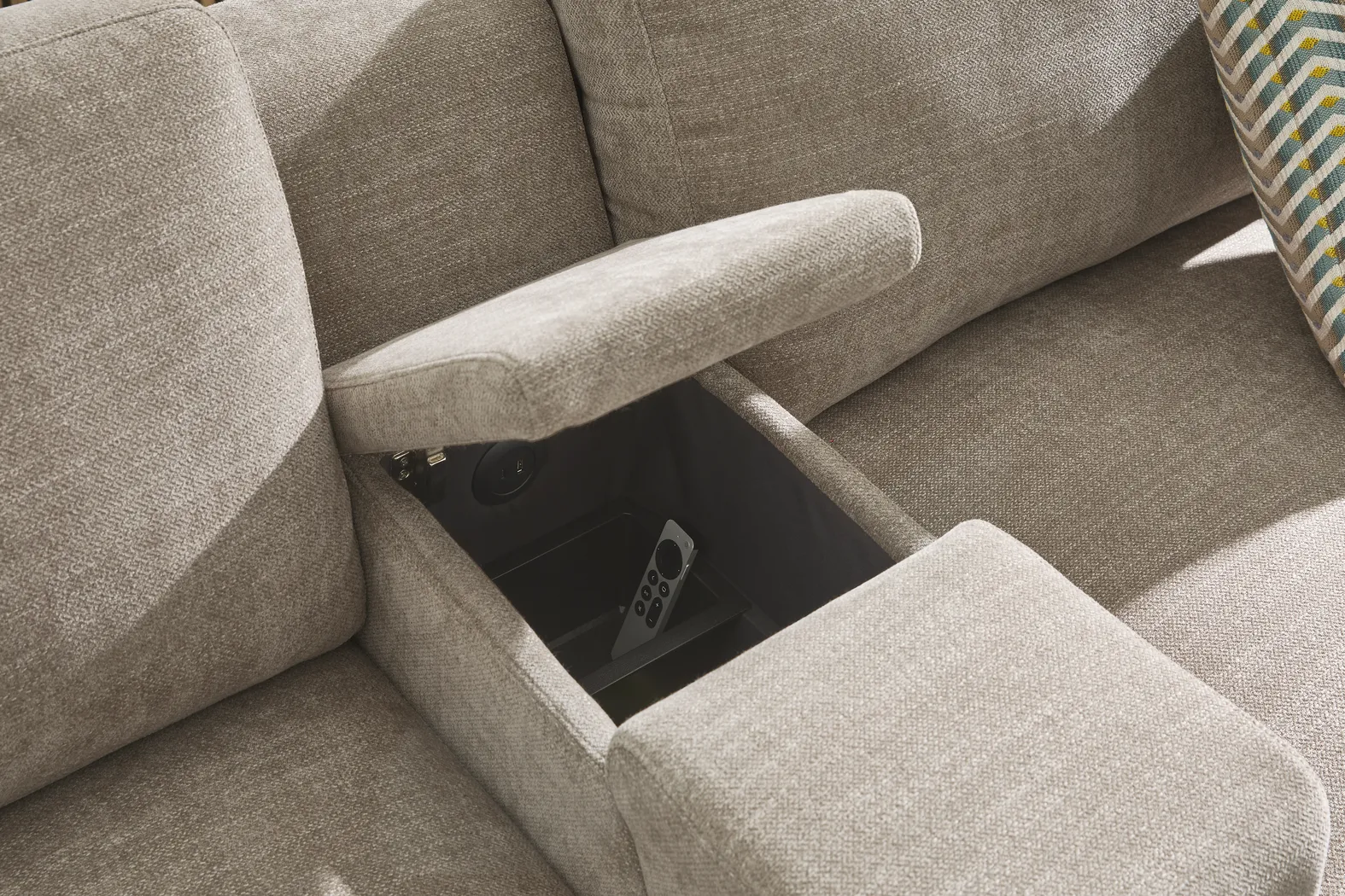 Beige 6 Pc Tempo Modular with Media Console - Image 6