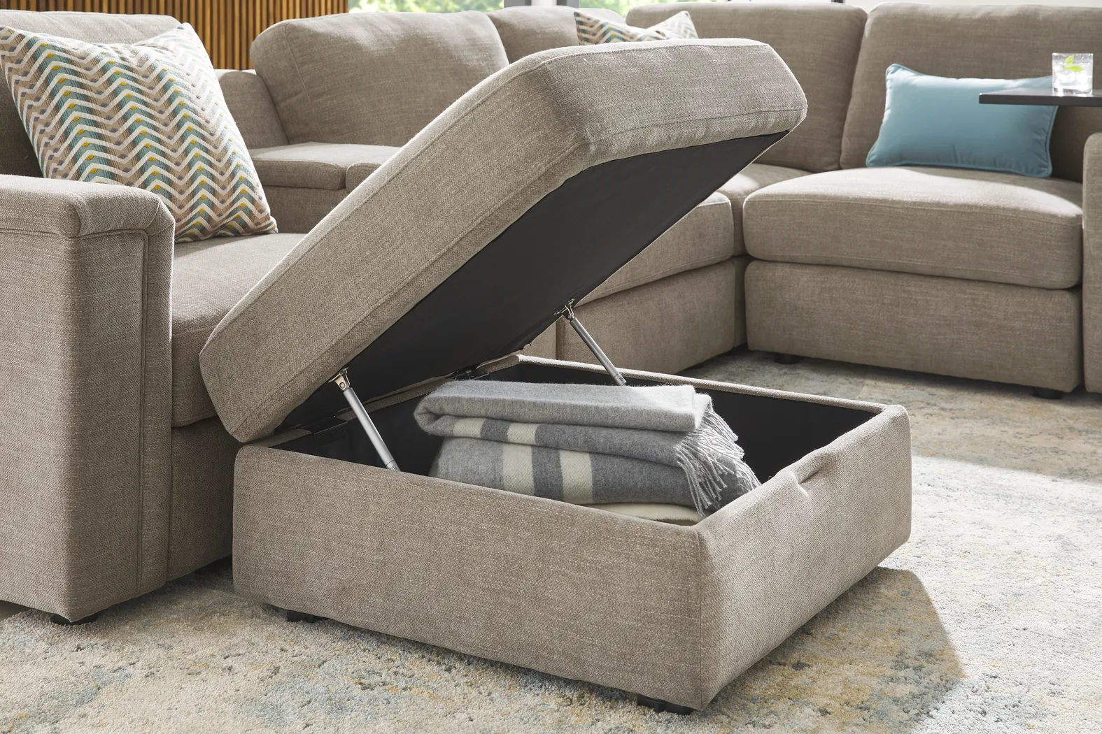 Tempo Modular Beige 8 Pc Sectional with Media Consoles - Thumbnail - Image 4