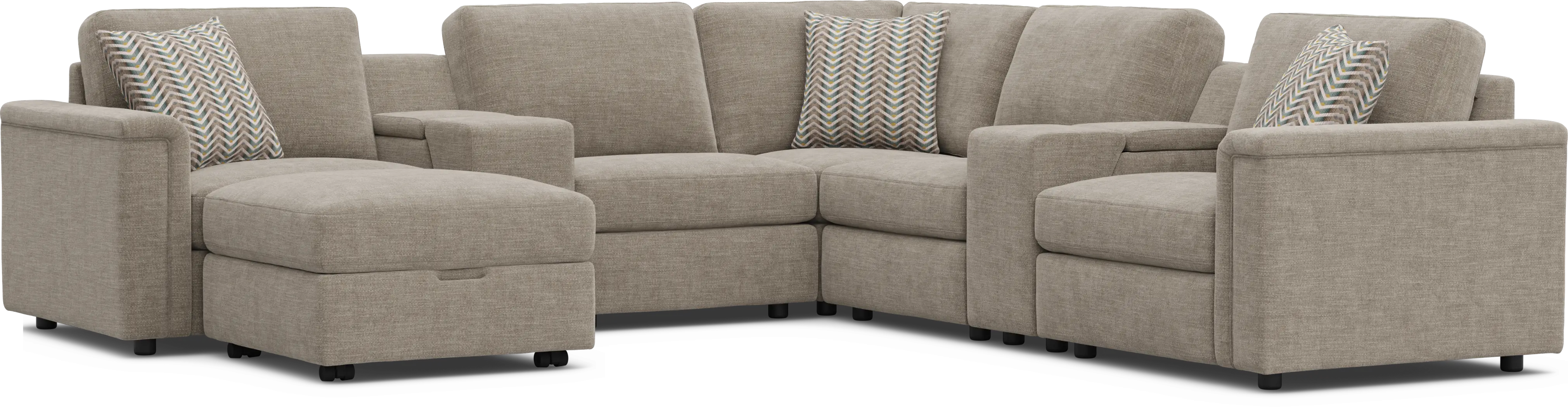 Tempo Modular Beige 8 Pc Sectional with Media Consoles - Thumbnail - Image 1