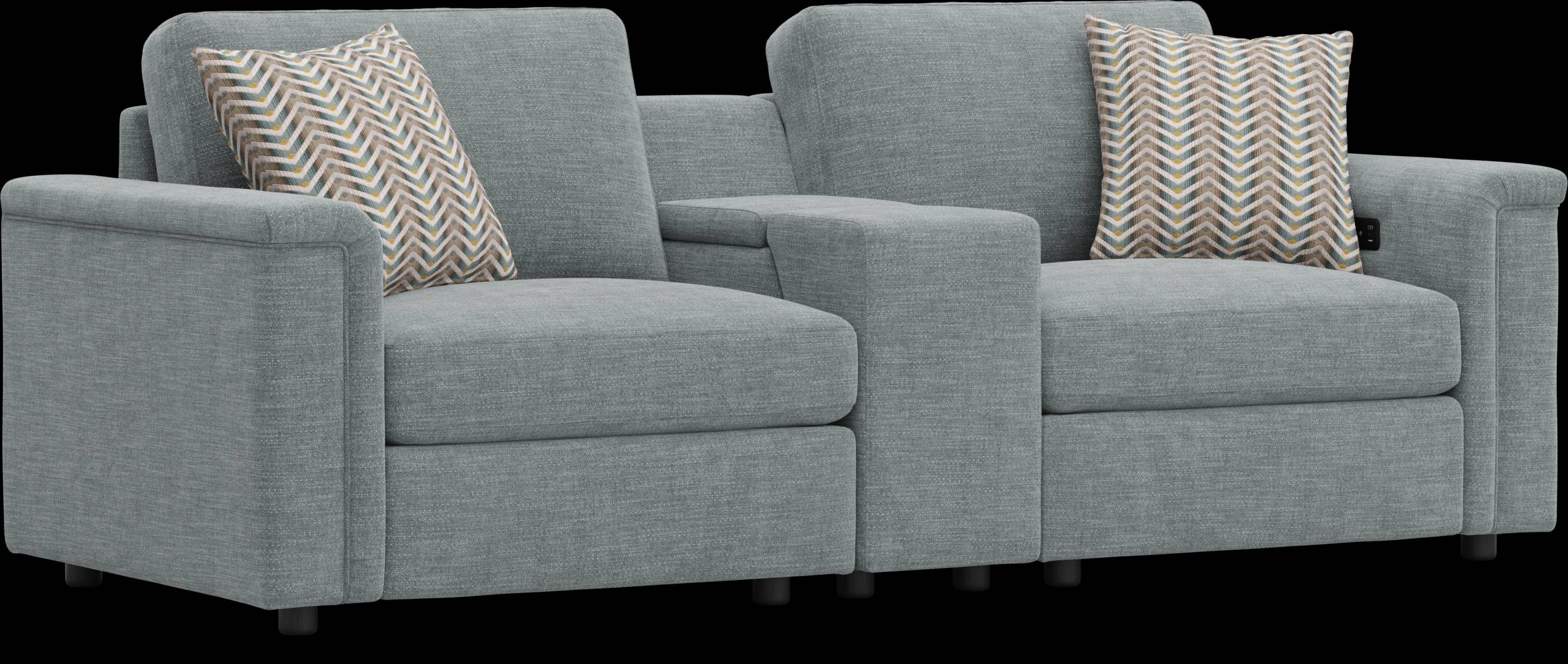 Tempo Modular Blue 3 Pc Sectional with Media Console - Thumbnail - Image 1