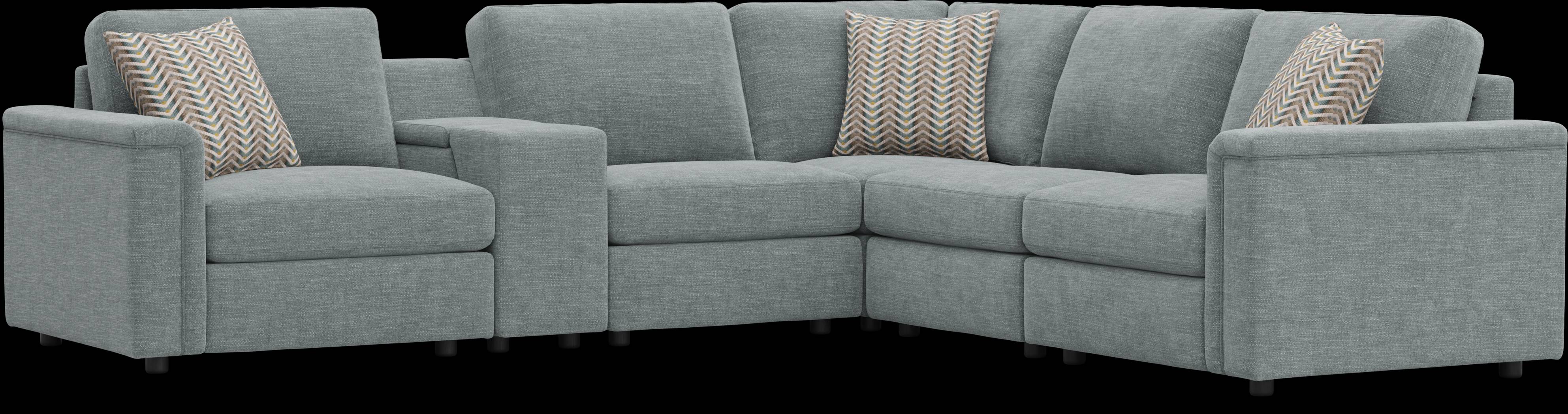 Blue 6 Pc Tempo Modular with Media Console - Thumbnail - Image 1