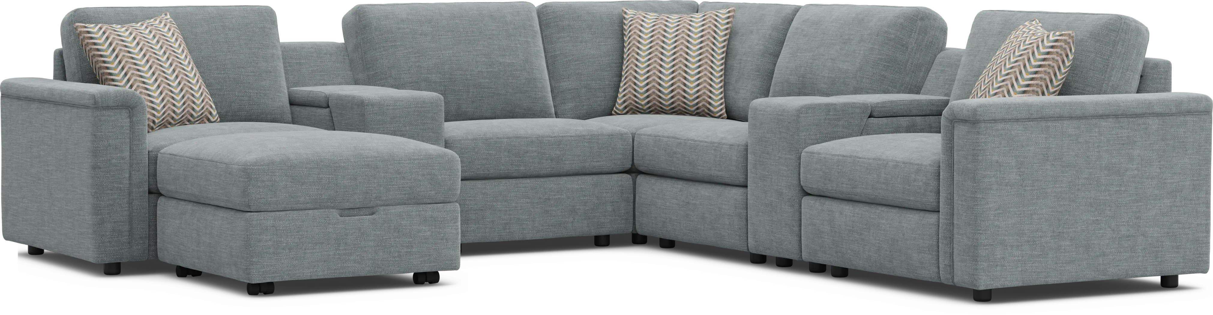 Tempo Modular Blue 8 Pc Sectional with Media Consoles - Thumbnail - Image 1