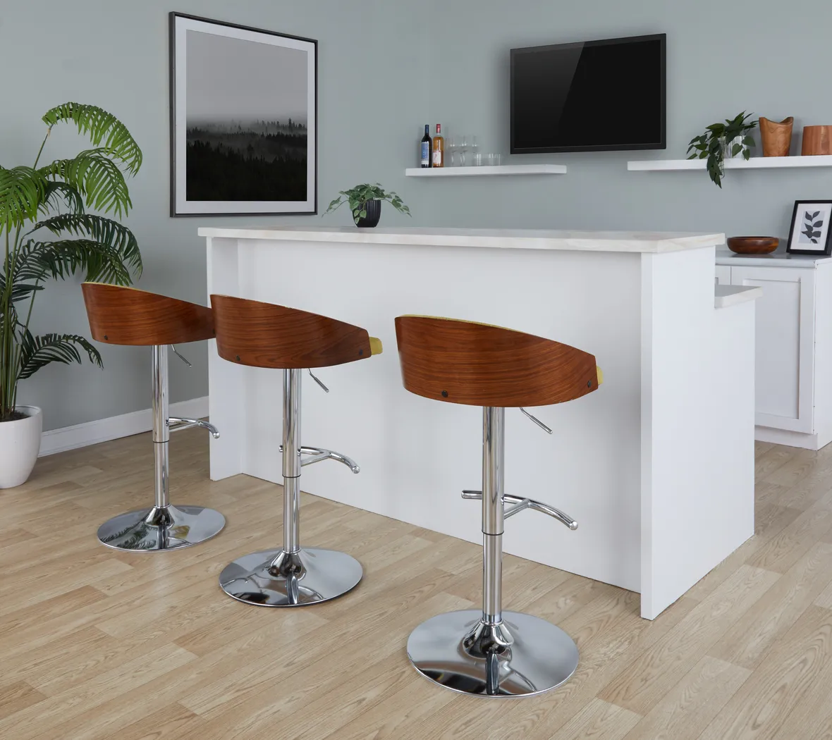 Tenlynn Green Adjustable Swivel Barstool, Set of 3 - Thumbnail - Image 3