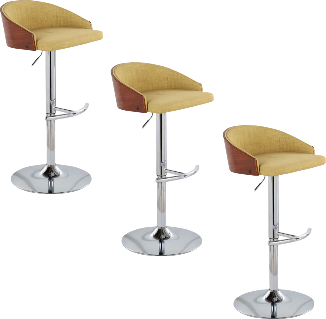 Tenlynn Green Adjustable Swivel Barstool, Set of 3 - Thumbnail - Image 1