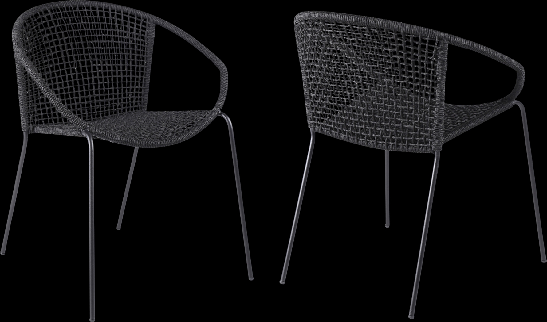 Terela Black Outdoor Arm Chair, Set of 2 - Thumbnail - Image 1