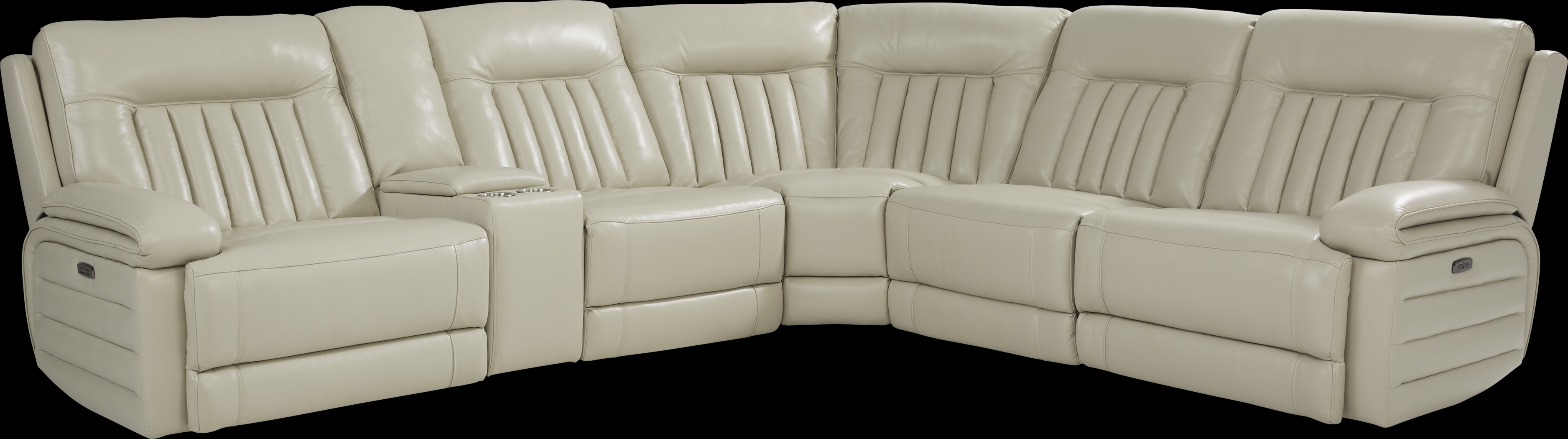 Terenzo Beige Leather 9 Pc Dual Power Reclining Sectional Living Room - Thumbnail - Image 3