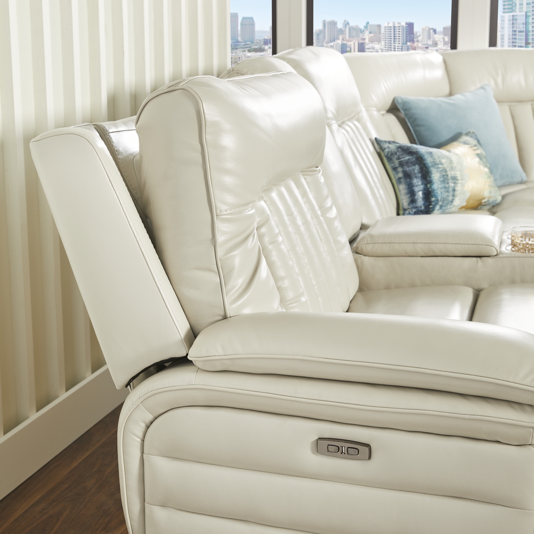 Terenzo Beige Leather 9 Pc Dual Power Reclining Sectional Living Room - Thumbnail - Image 6