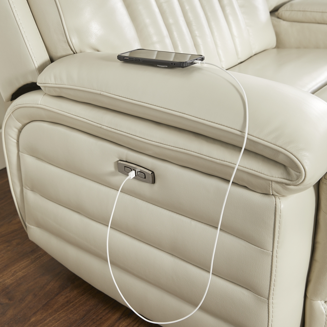 Terenzo Beige Leather 9 Pc Dual Power Reclining Sectional Living Room - Thumbnail - Image 7