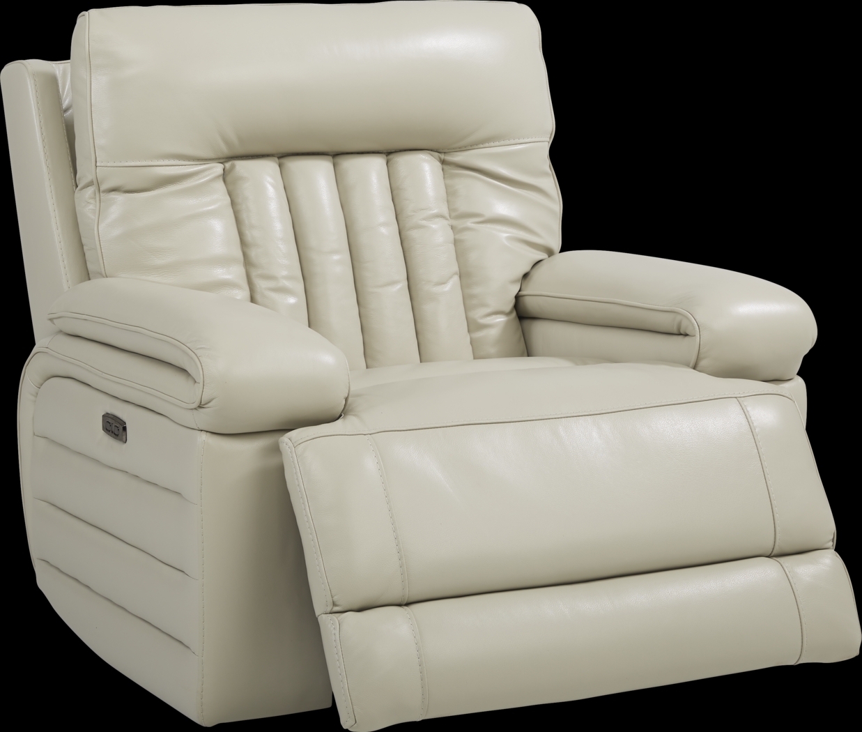 Terenzo Beige Leather Dual Power Recliner - Thumbnail - Image 2