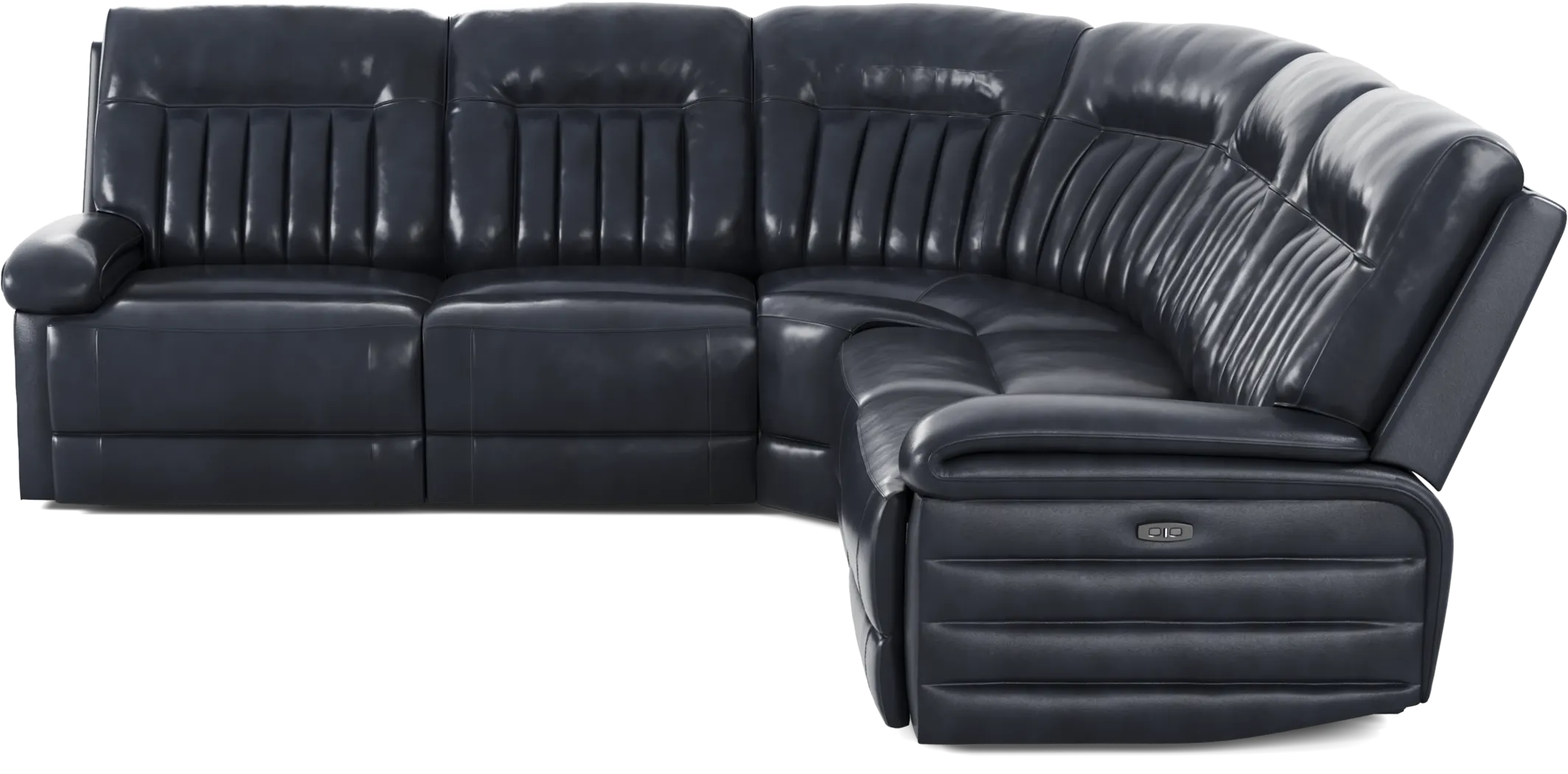 Terenzo Blue Leather 5 Pc Dual Power Reclining Sectional - Thumbnail - Image 3