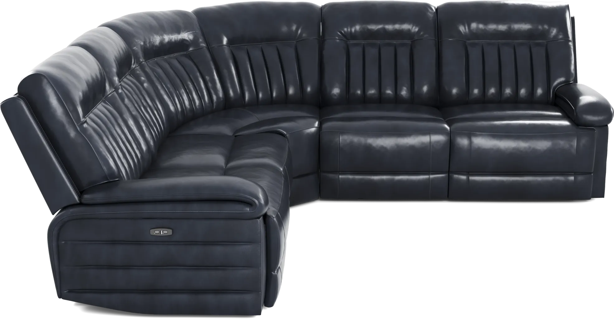 Terenzo Blue Leather 5 Pc Dual Power Reclining Sectional - Thumbnail - Image 4