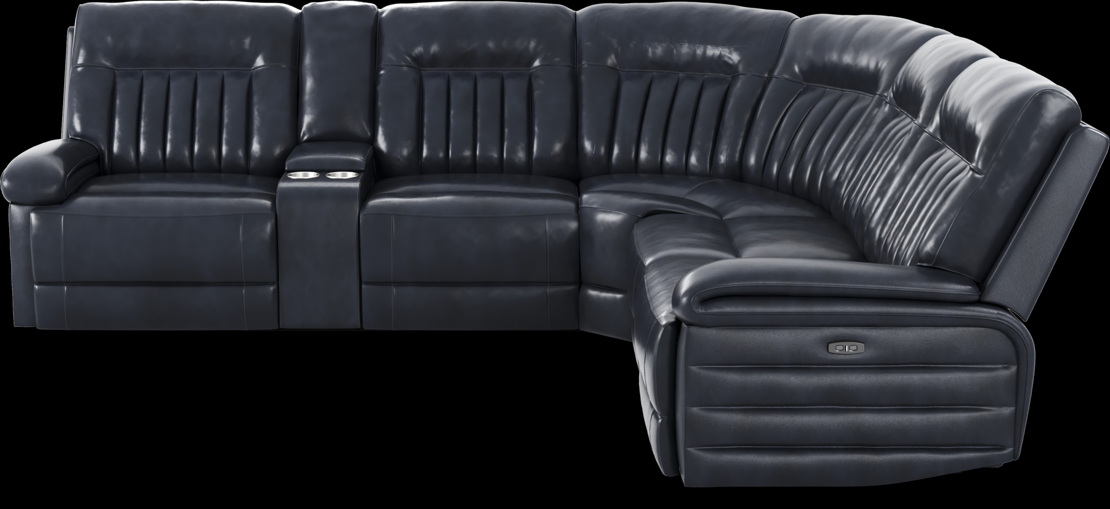 Terenzo Blue Leather 9 Pc Dual Power Reclining Sectional Living Room - Thumbnail - Image 3