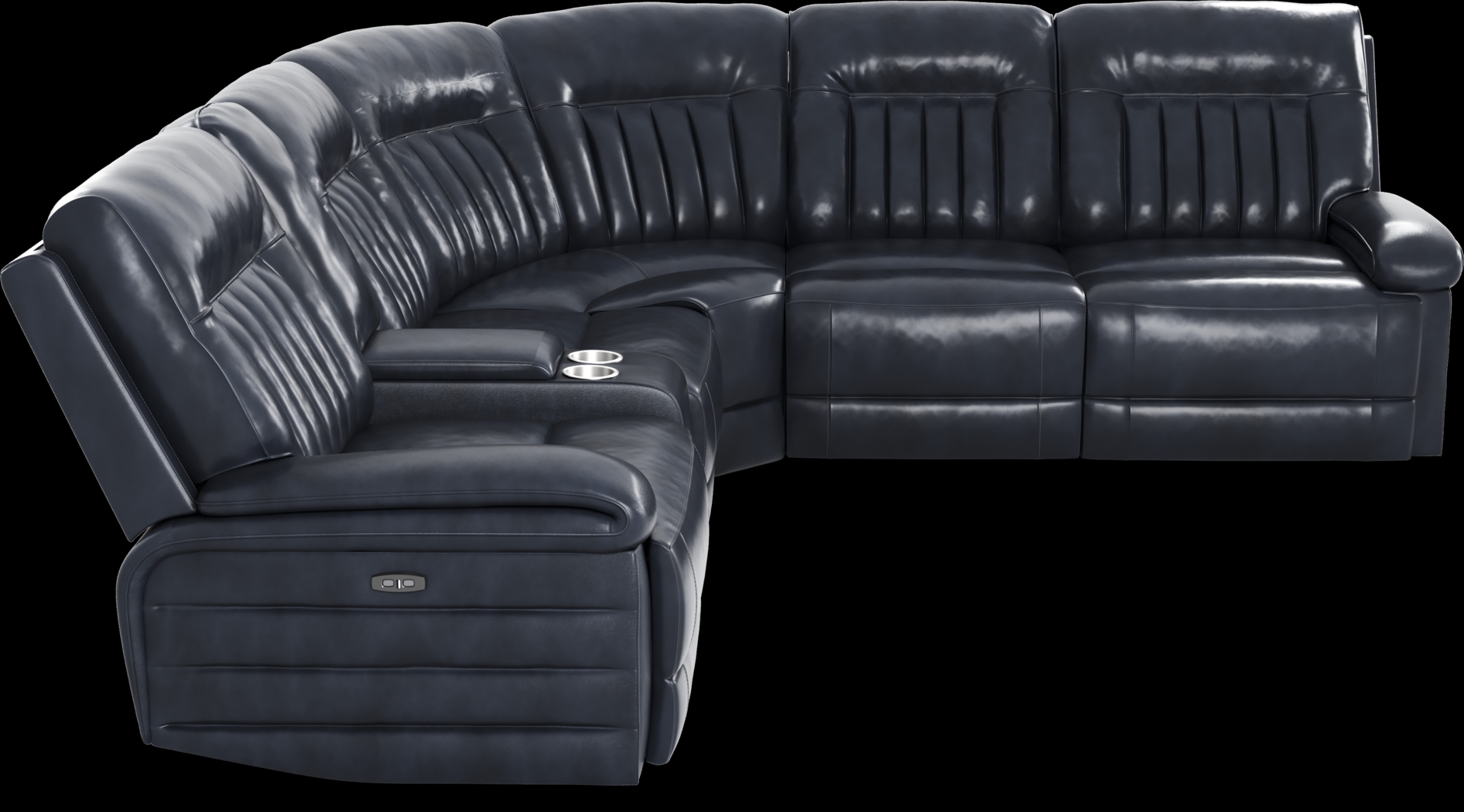 Terenzo Blue Leather 9 Pc Dual Power Reclining Sectional Living Room - Thumbnail - Image 4