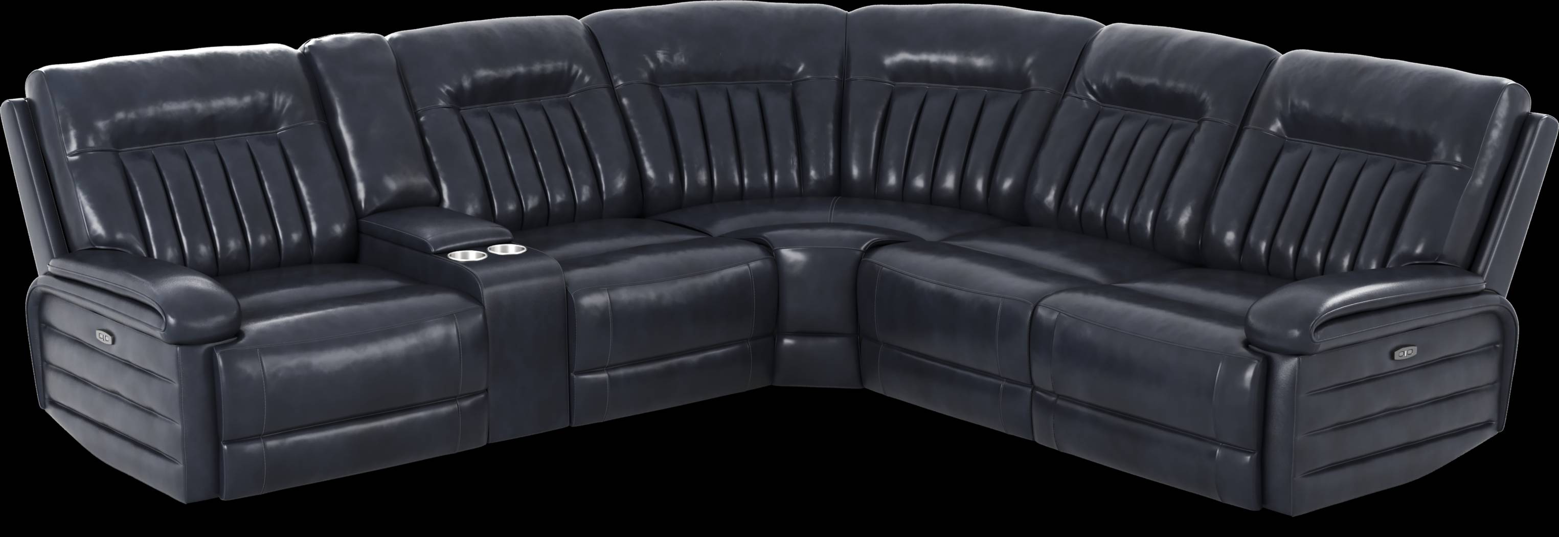 Terenzo Blue Leather 9 Pc Dual Power Reclining Sectional Living Room - Thumbnail - Image 5