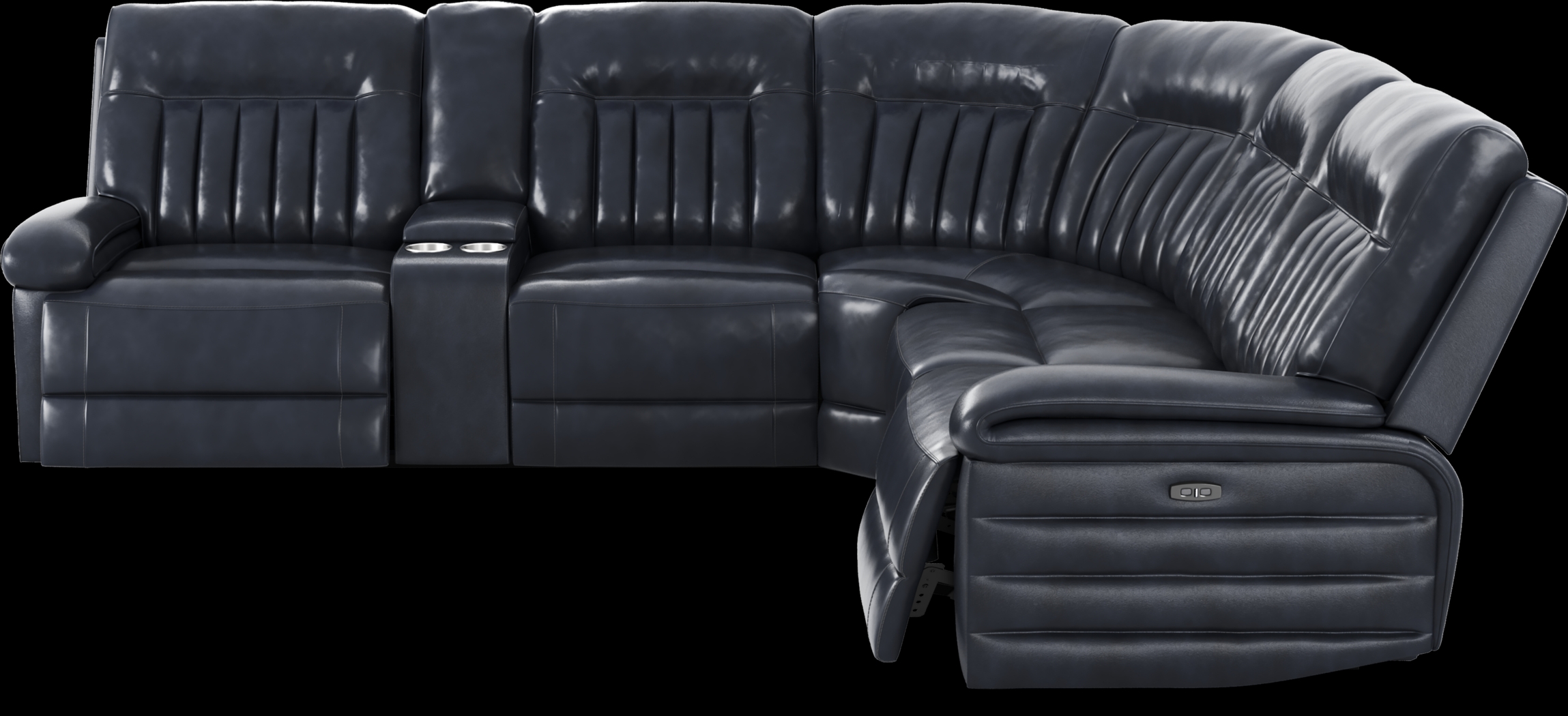 Terenzo Blue Leather 9 Pc Dual Power Reclining Sectional Living Room - Thumbnail - Image 6