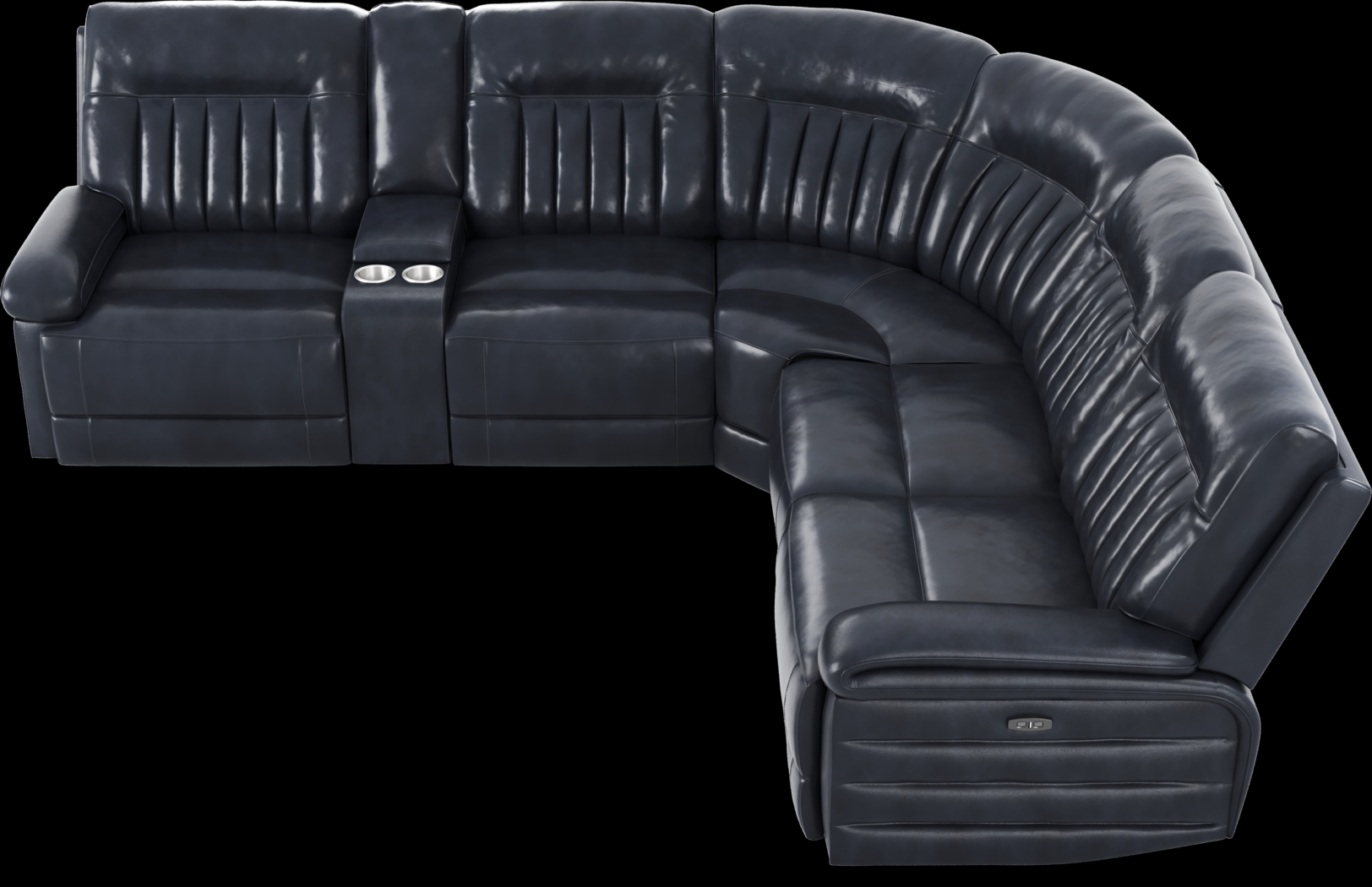 Terenzo Blue Leather 9 Pc Dual Power Reclining Sectional Living Room - Thumbnail - Image 7