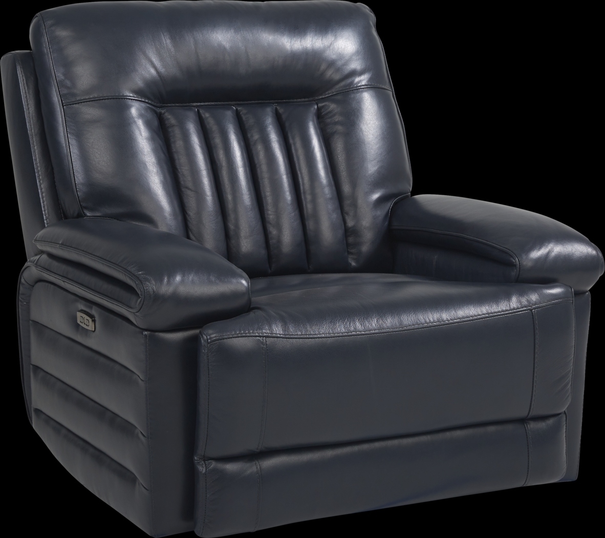 Terenzo Blue Leather Dual Power Recliner - Thumbnail - Image 2