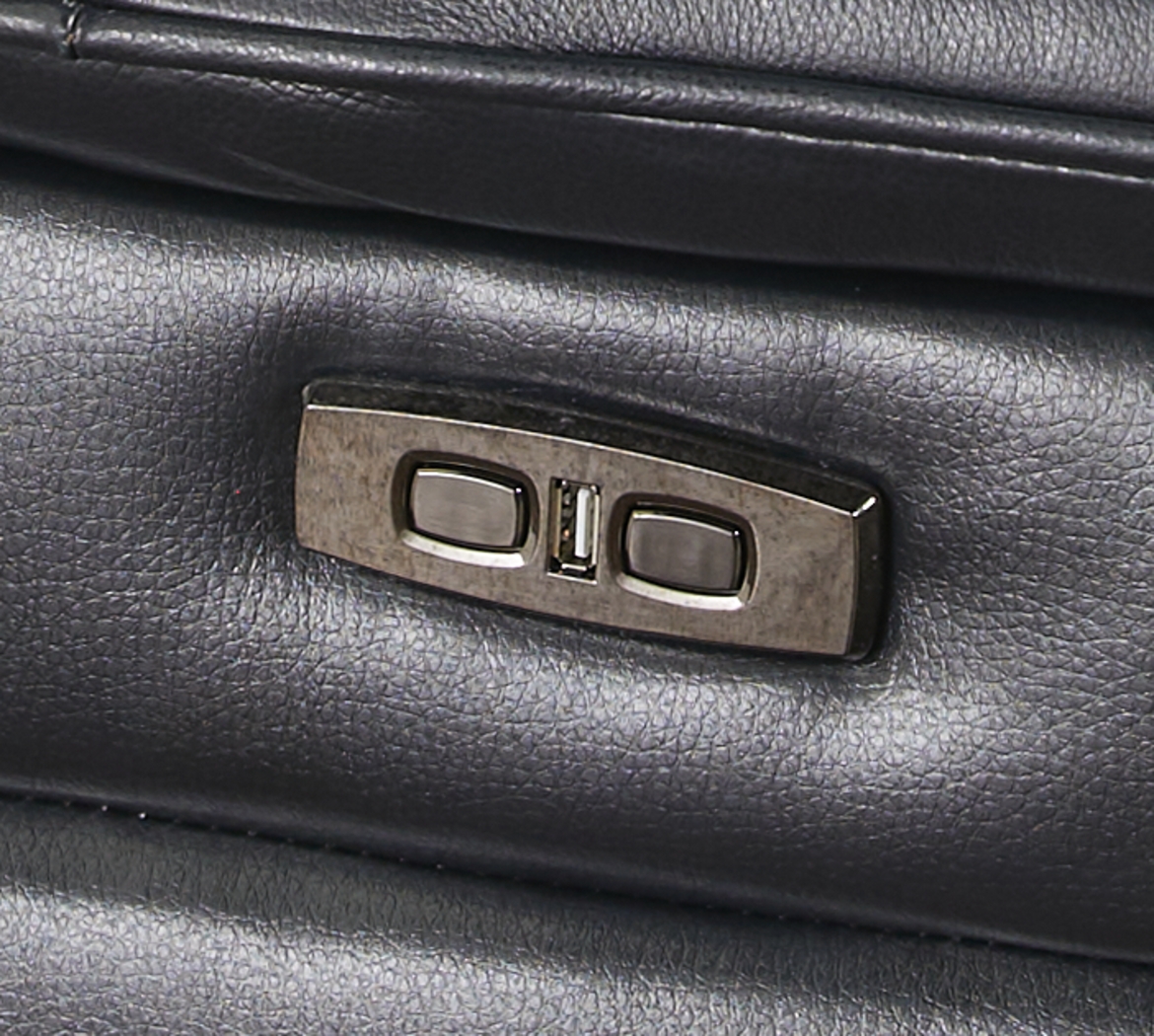 Terenzo Blue Leather Dual Power Recliner - Thumbnail - Image 3