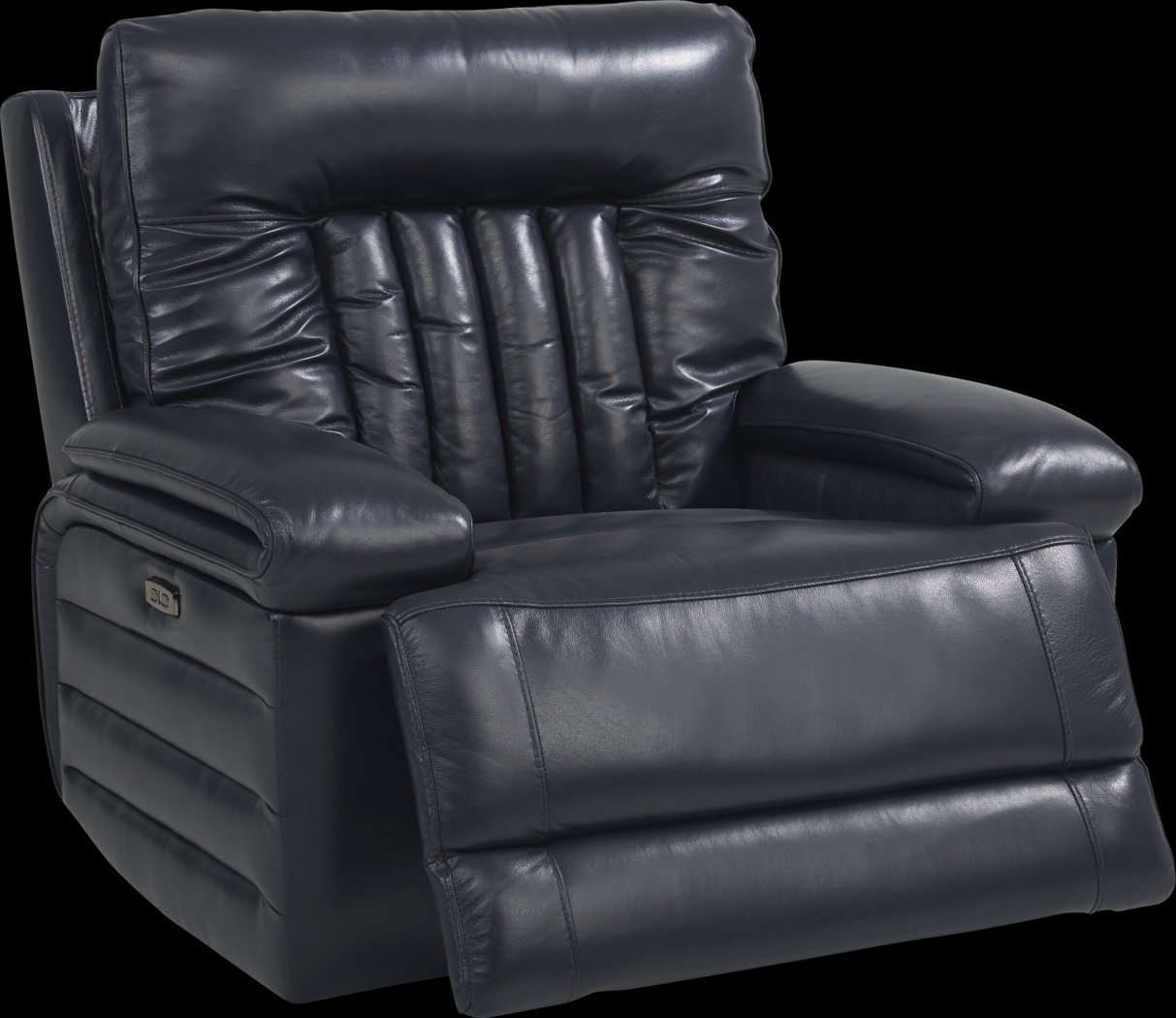 Terenzo Blue Leather Dual Power Recliner - Thumbnail - Image 1