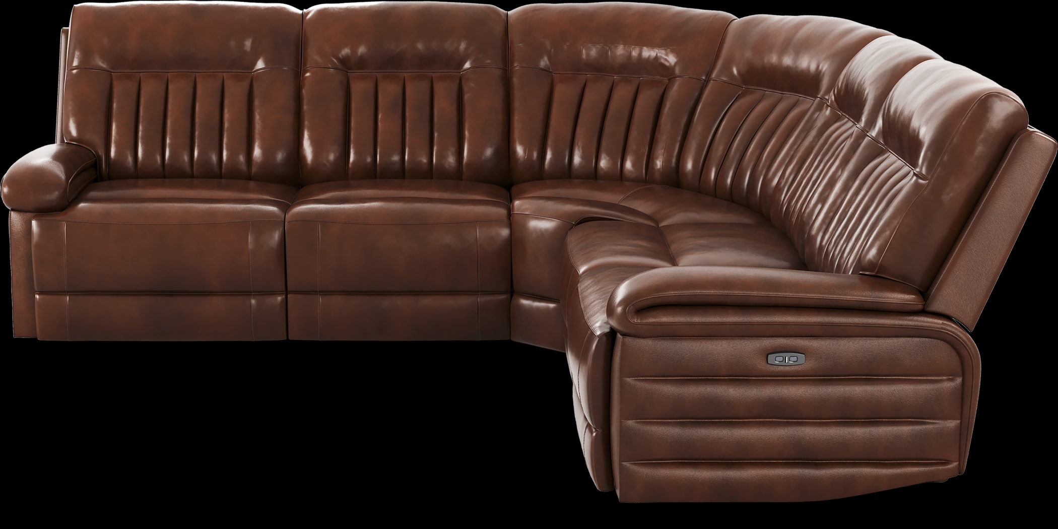 Terenzo Brown Leather 5 Pc Dual Power Reclining Sectional - Thumbnail - Image 3