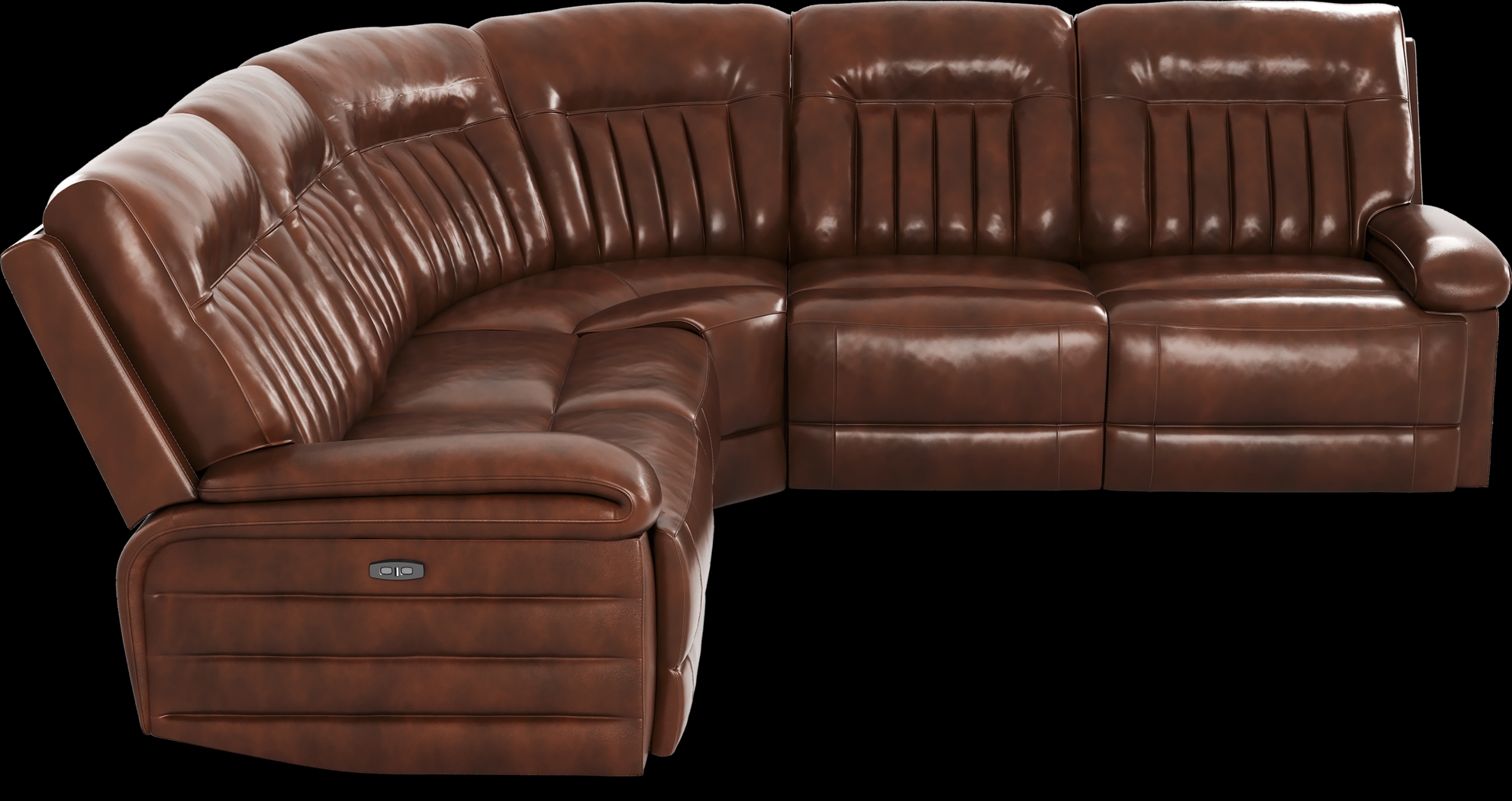 Terenzo Brown Leather 5 Pc Dual Power Reclining Sectional - Thumbnail - Image 4