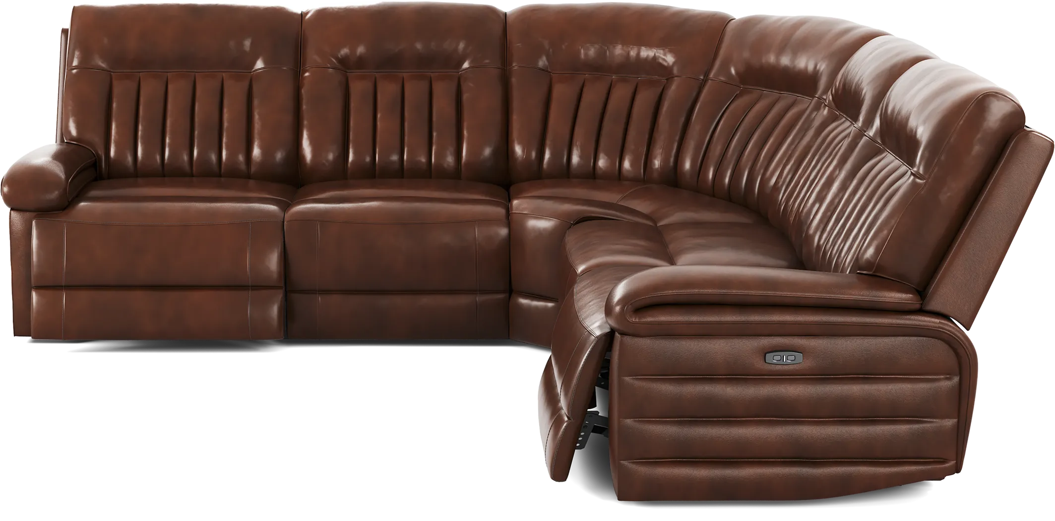 Terenzo Brown Leather 5 Pc Dual Power Reclining Sectional - Image 6