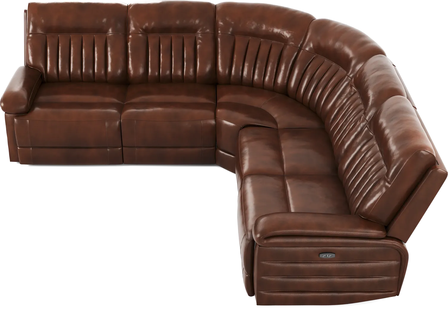 Terenzo Brown Leather 5 Pc Dual Power Reclining Sectional - Image 7