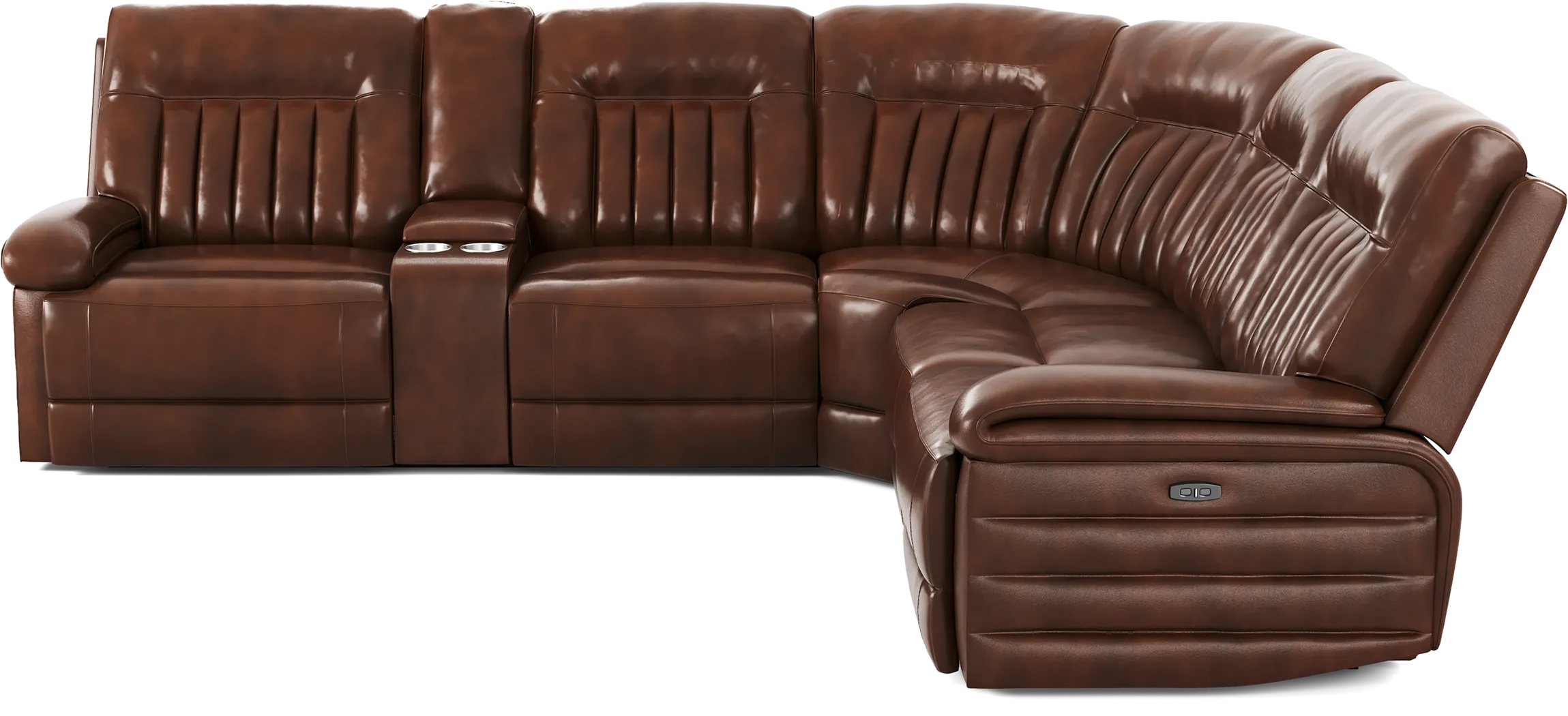 Terenzo Brown Leather 6 Pc Dual Power Reclining Sectional - Thumbnail - Image 3