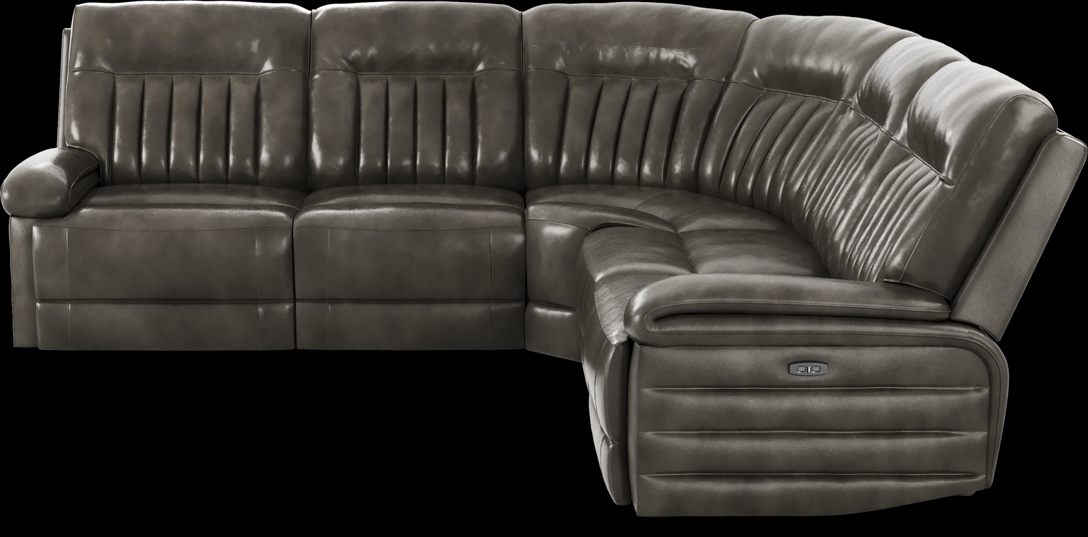 Terenzo Gray Leather 5 Pc Dual Power Reclining Sectional - Thumbnail - Image 3