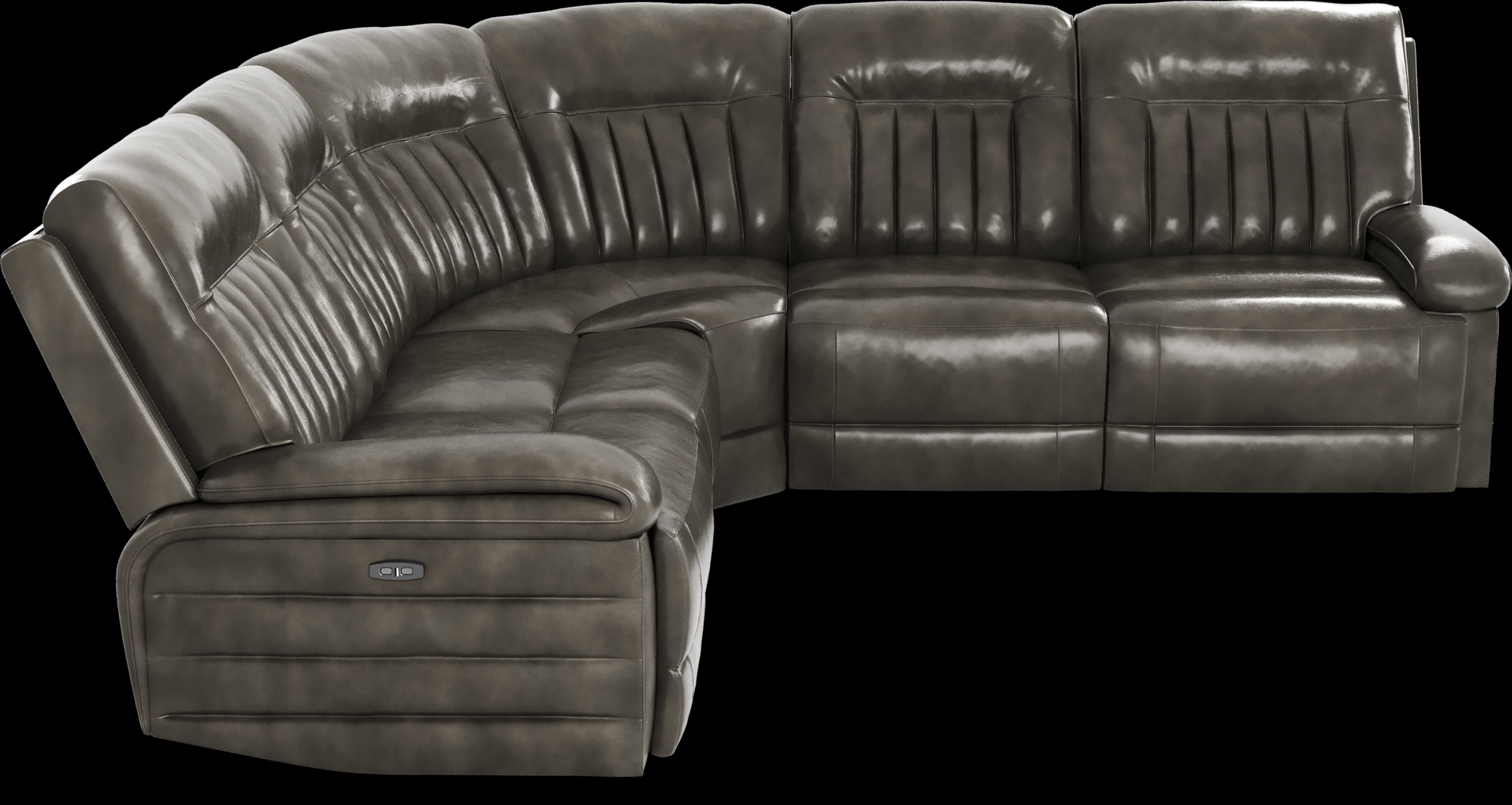 Terenzo Gray Leather 5 Pc Dual Power Reclining Sectional - Thumbnail - Image 4