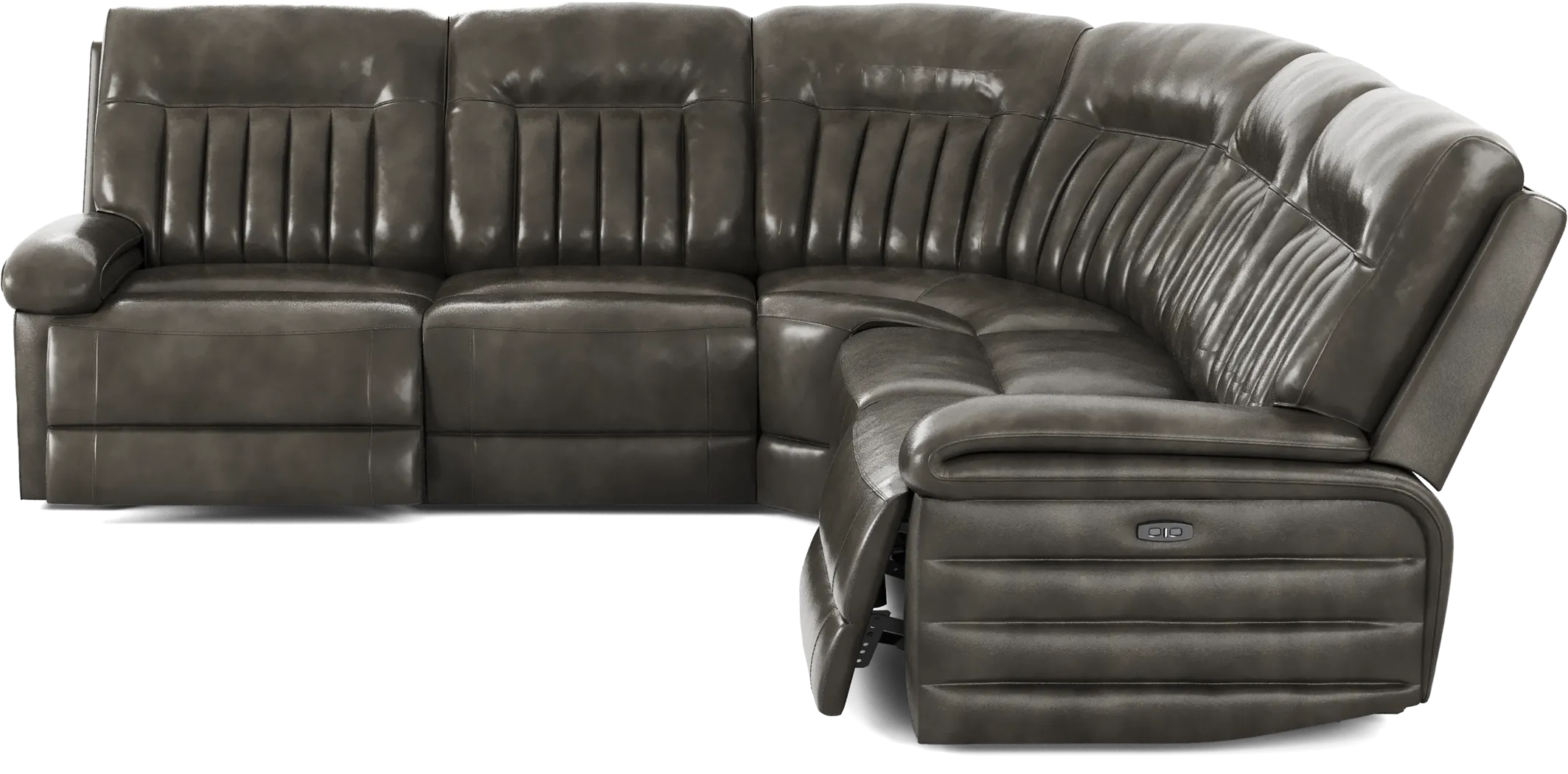Terenzo Gray Leather 5 Pc Dual Power Reclining Sectional - Image 6